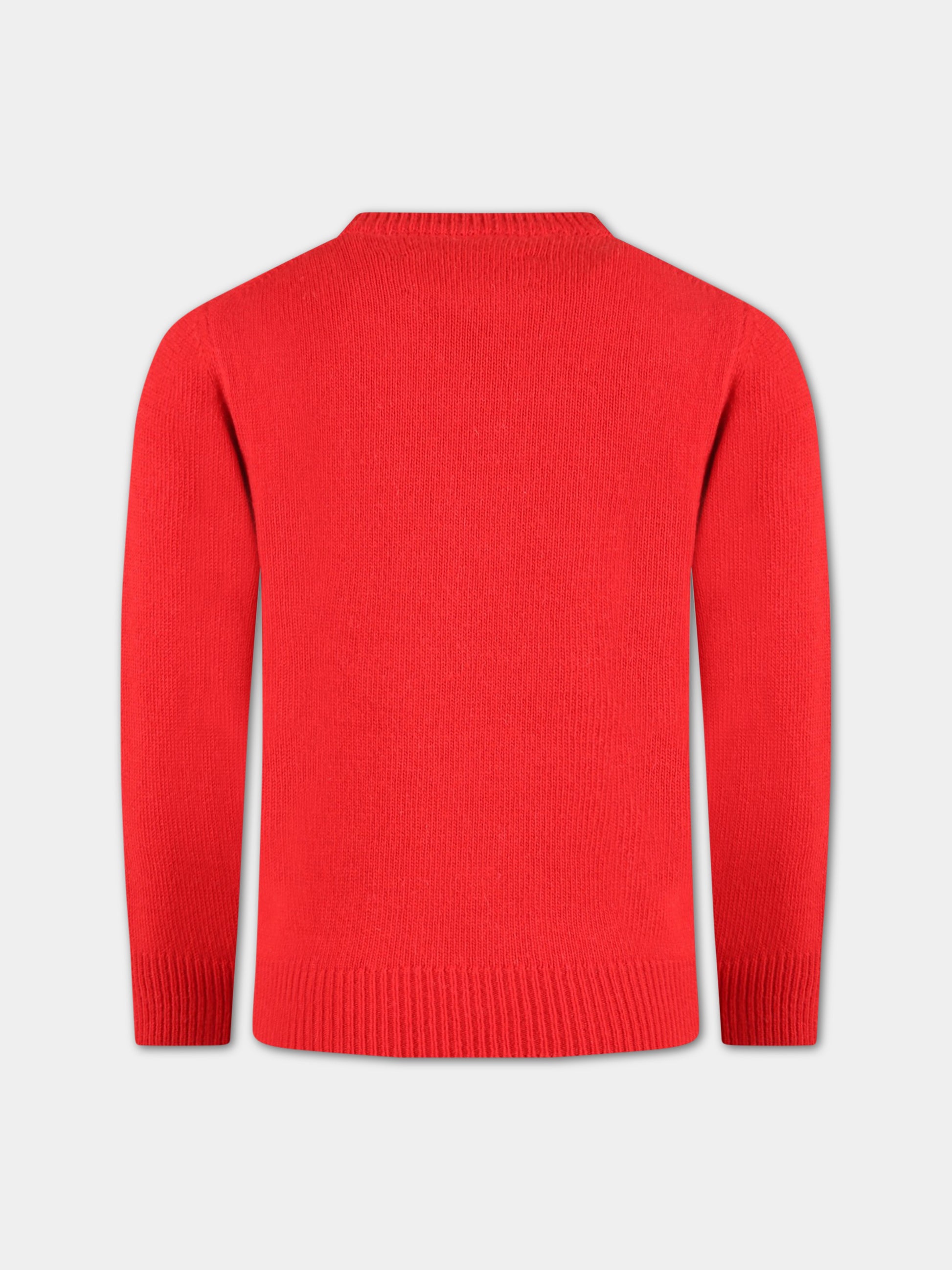 Maglione rosso per bambino con Topolino e scritta bianca,Mc2 Saint Barth,DOU0001 01429C