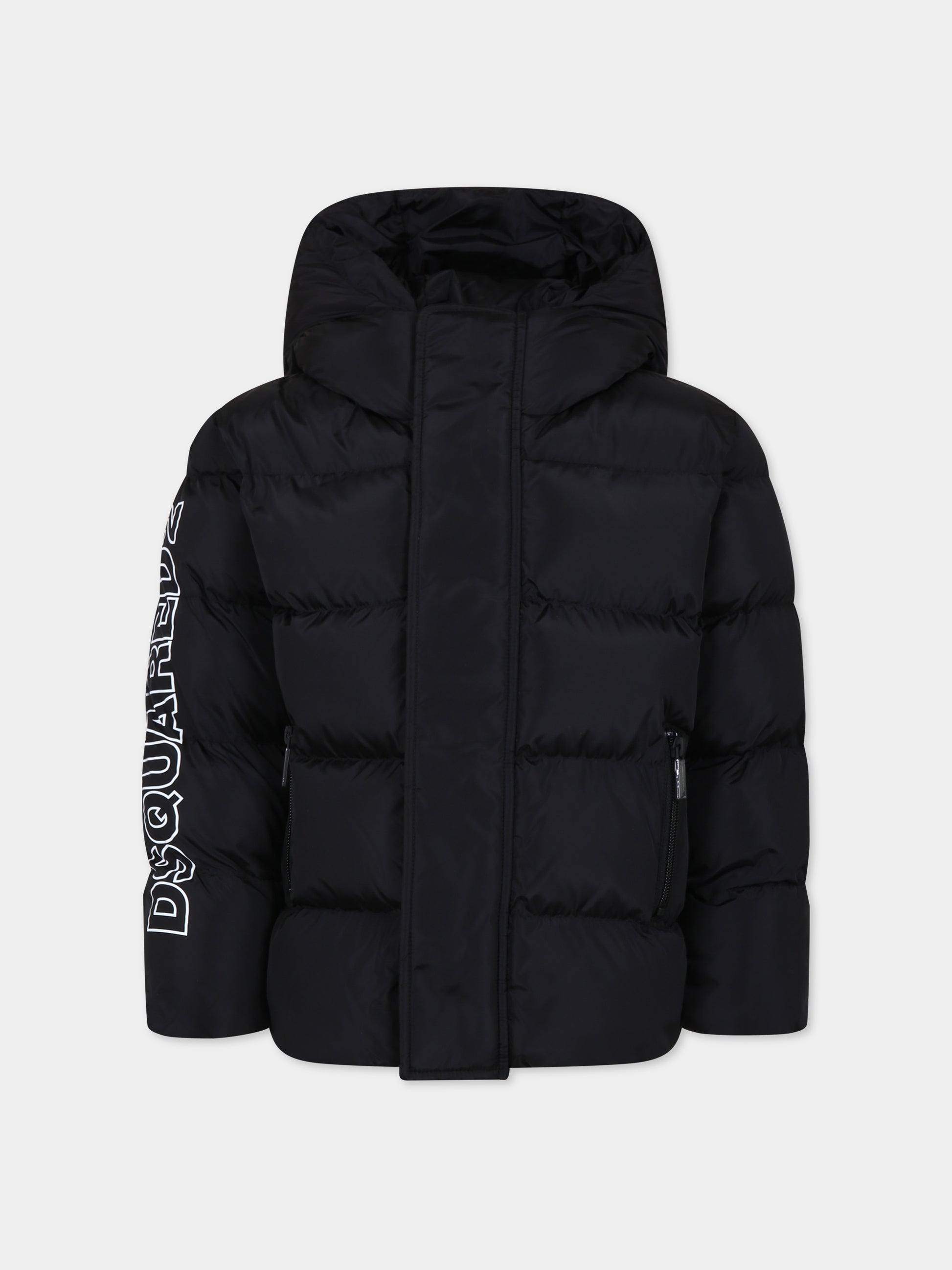 Piumino nero per bambino con logo,Dsquared2,DQ1732 D00BN D2J407U DQ900