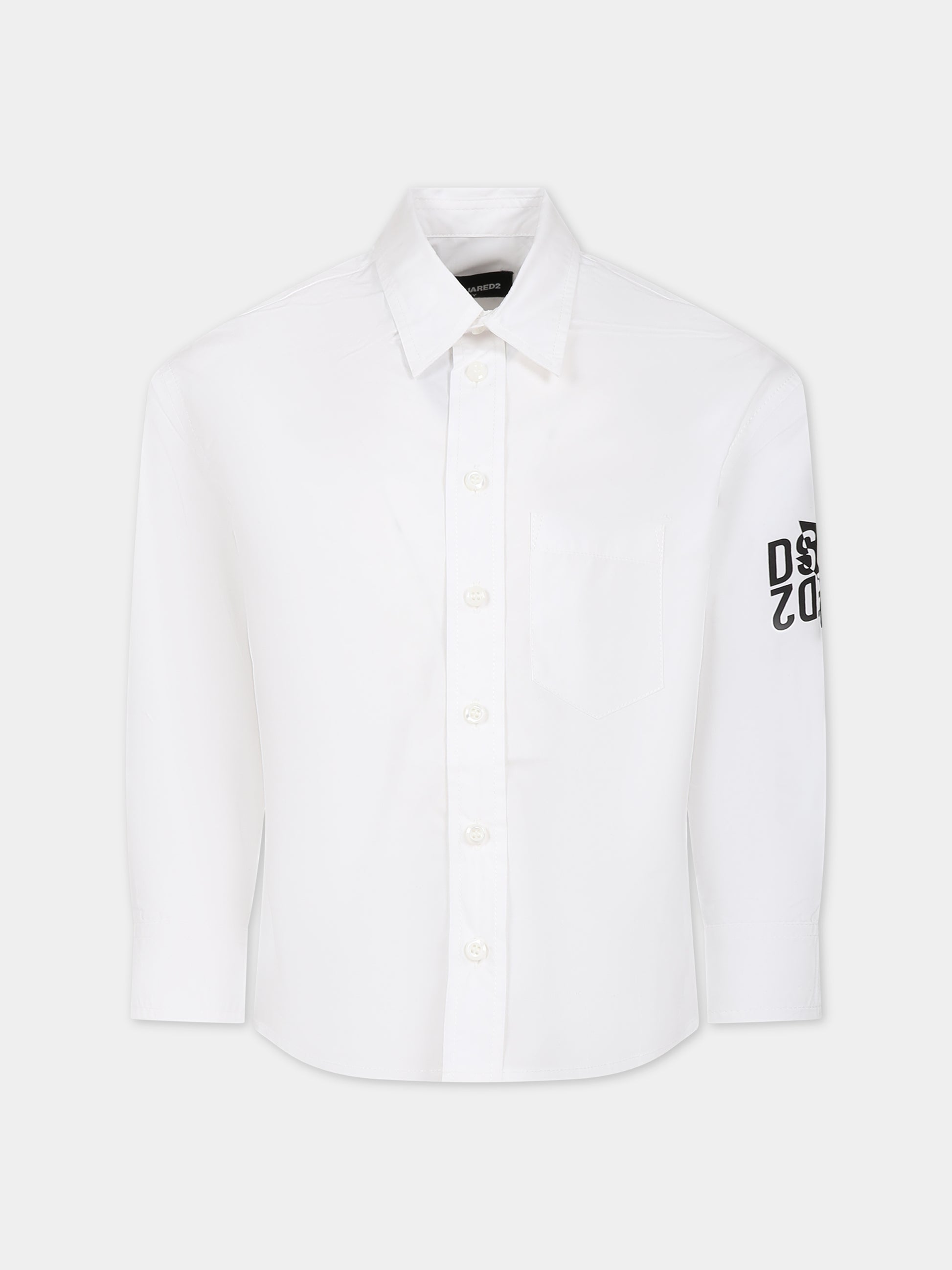 Camicia bianca per bambino con logo,Dsquared2,DQ1746 D007D D2C191U DQ100