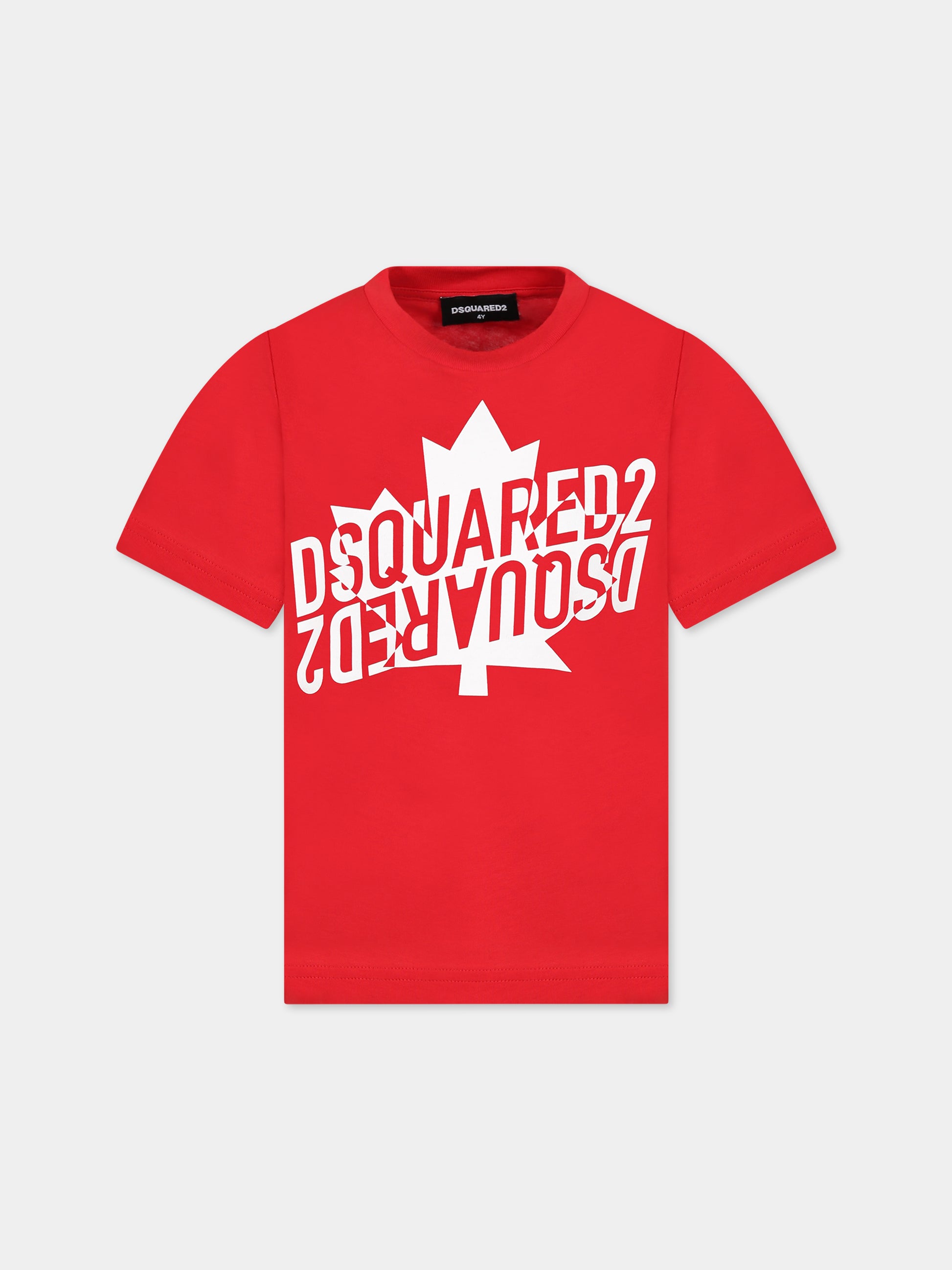 T-shirt rossa per bambino con logo e stampa,Dsquared2,DQ1743 D00MV D2T947U DQ411