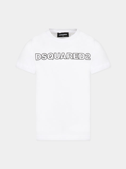 T-shirt bianca per bambino con logo,Dsquared2,DQ1757 D00MV D2T948U DQ100