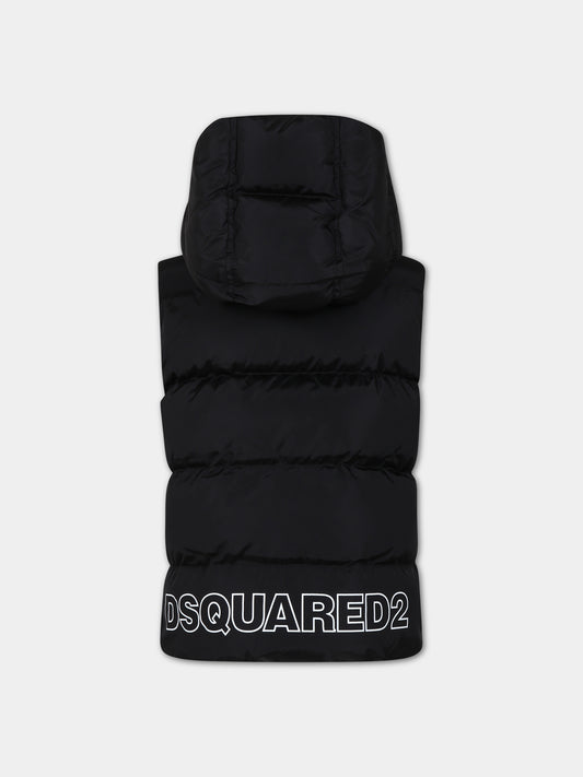 Gilet nero per bambino con logo,Dsquared2,DQ1731 D00BN D2J408U DQ900
