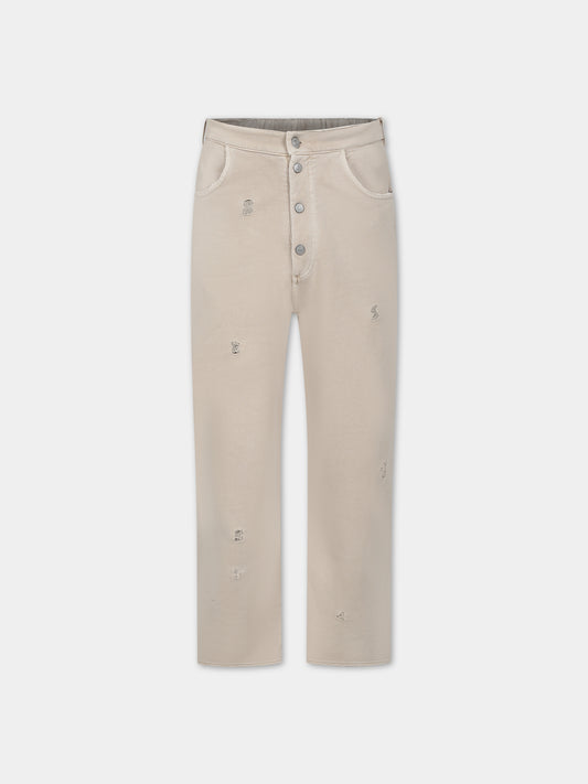 Pantaloni avorio per bambina con logo,Mm6 Maison Margiela,M60447 MM01A MM6P86U M6704