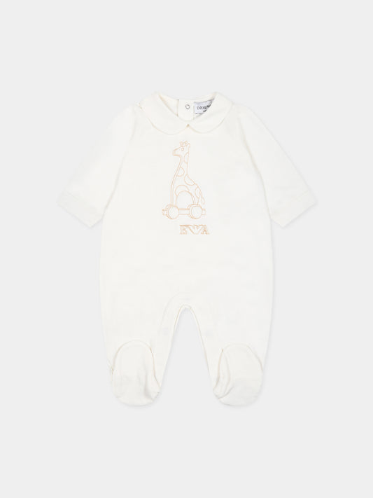 Tutina avorio per neonato con giraffa e aquilotto,Armani Junior,6RND10 NJ0LZ 0140