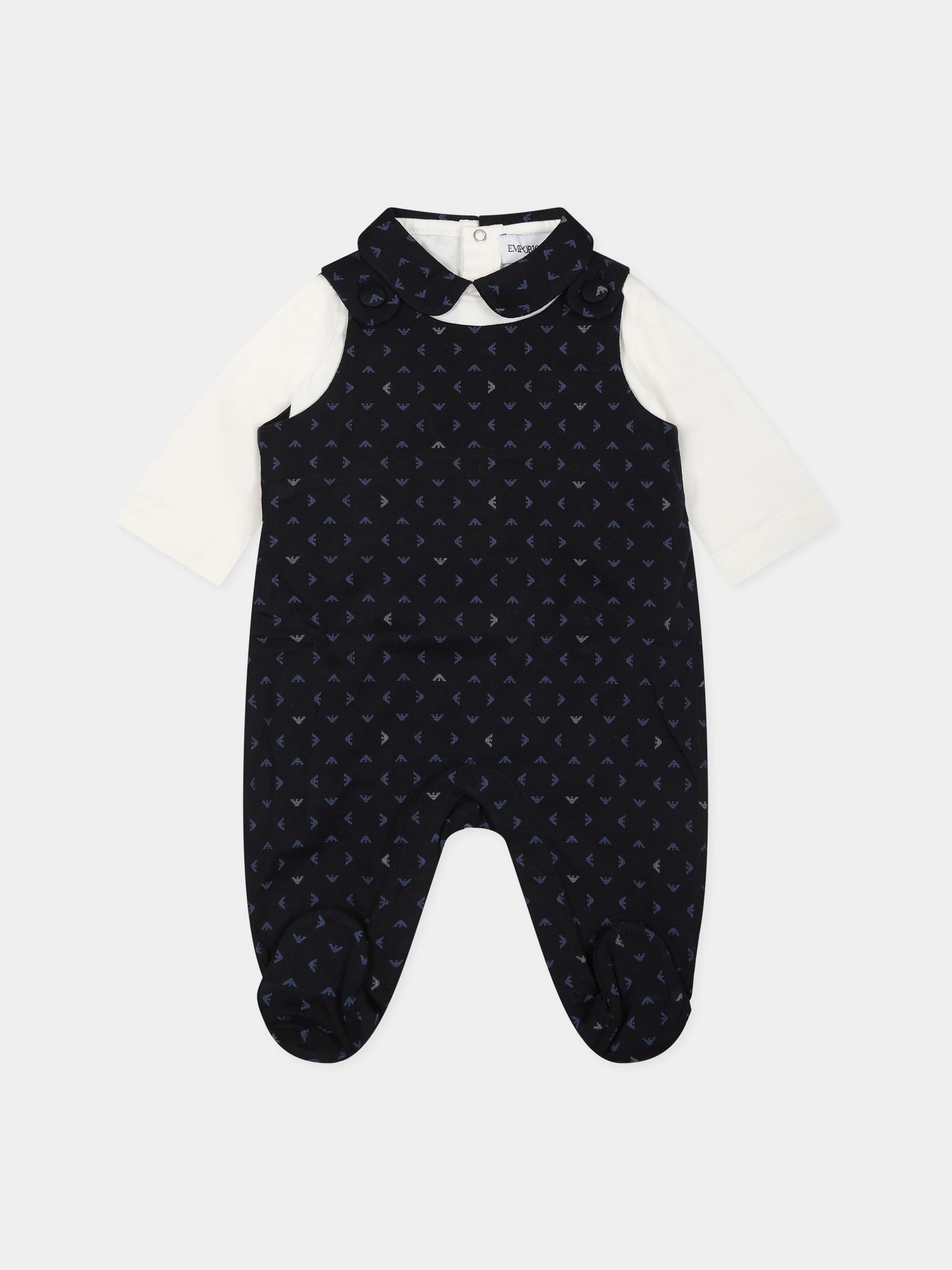 Completo blu per neonato con iconici aquilotti,Armani Junior,8NNV48 NJ05Z F919