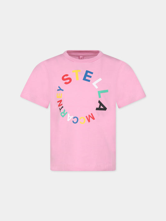 T-shirt rosa per bambina con logo,Stella Mccartney Kids,TT8C61 Z0434 547