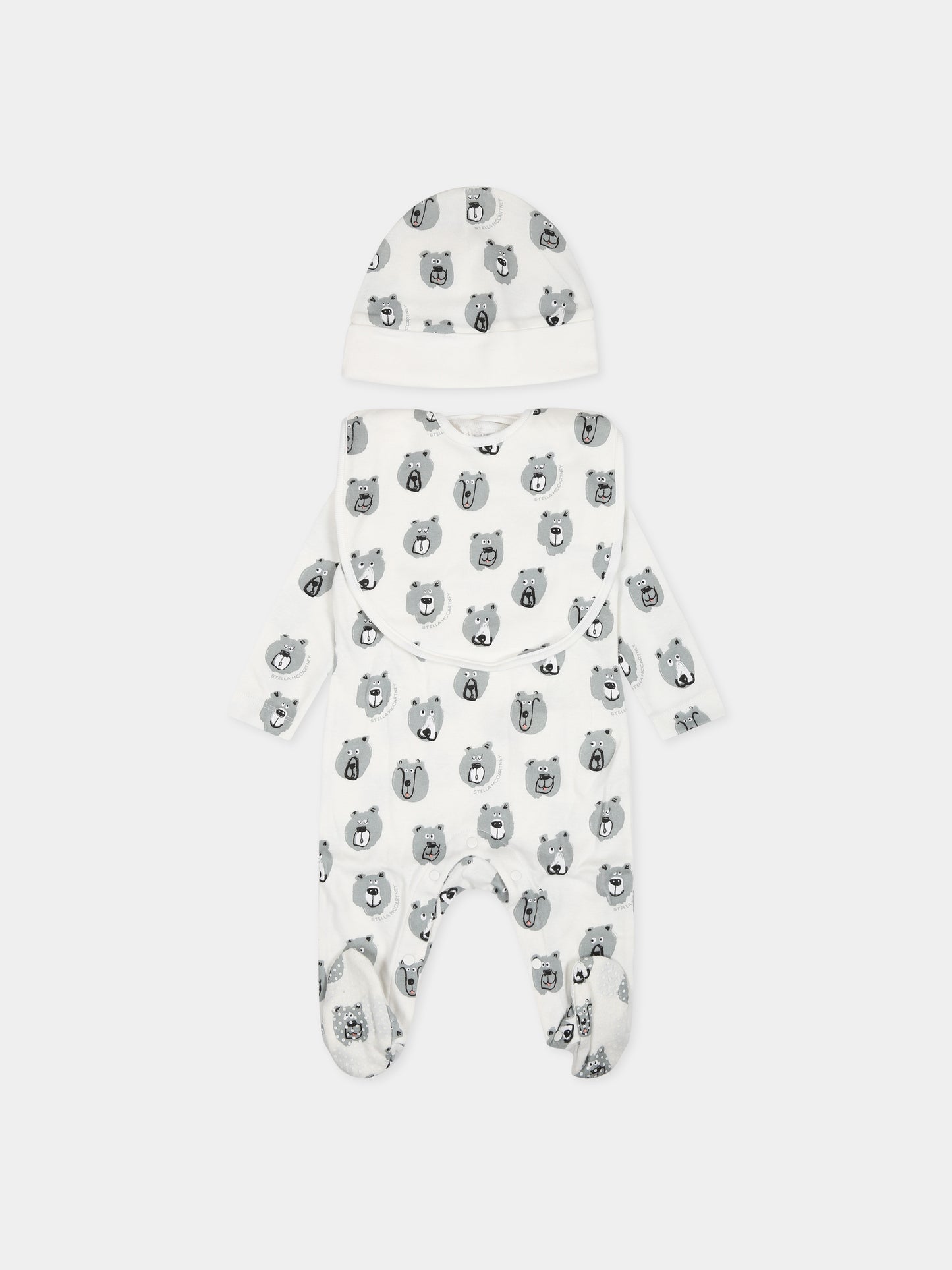 Set bianco per neonato con stampa e logo,Stella Mccartney Kids,TTB559 Z1486 101MC