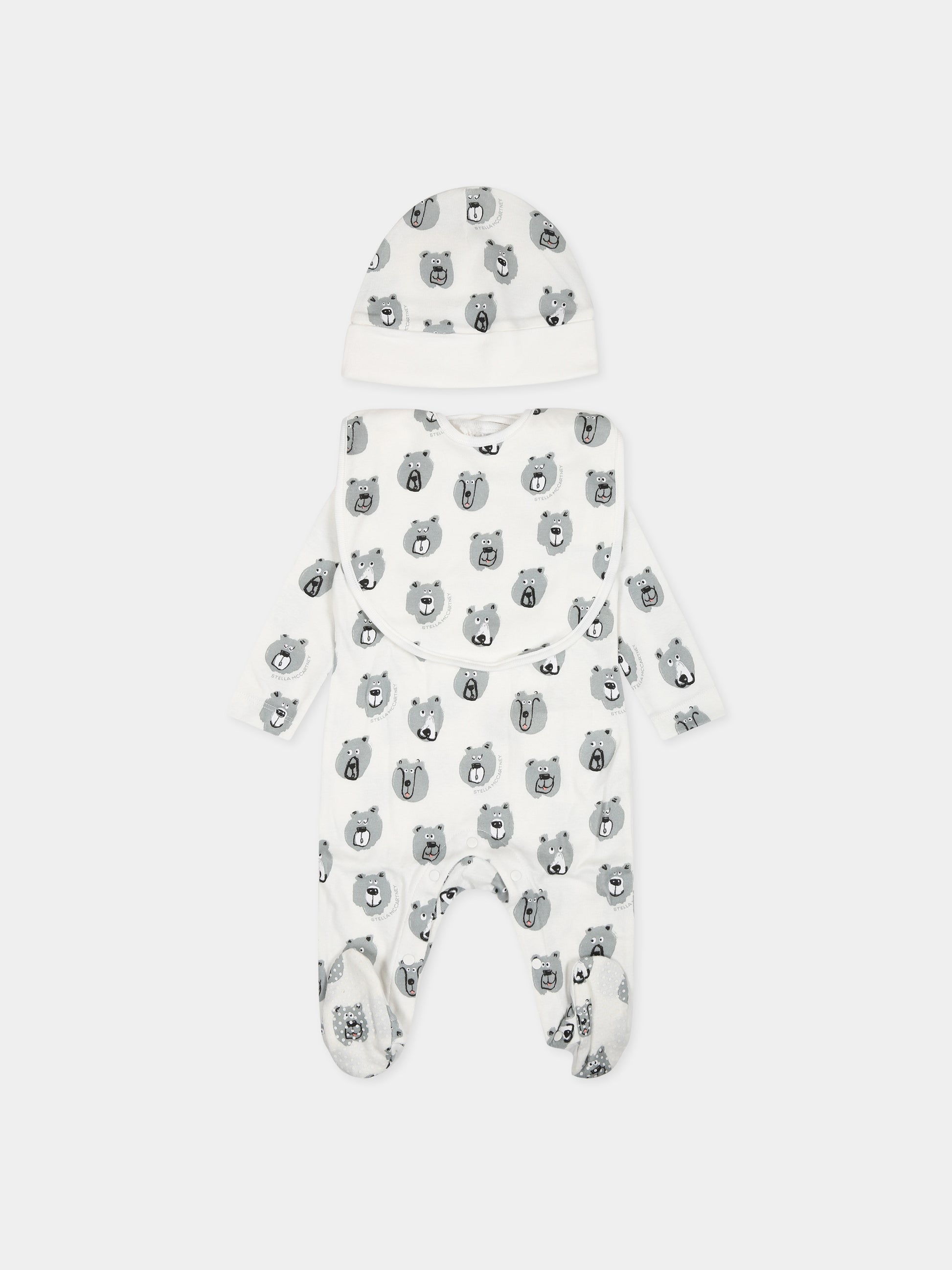 Set bianco per neonato con stampa e logo,Stella Mccartney Kids,TTB559 Z1486 101MC