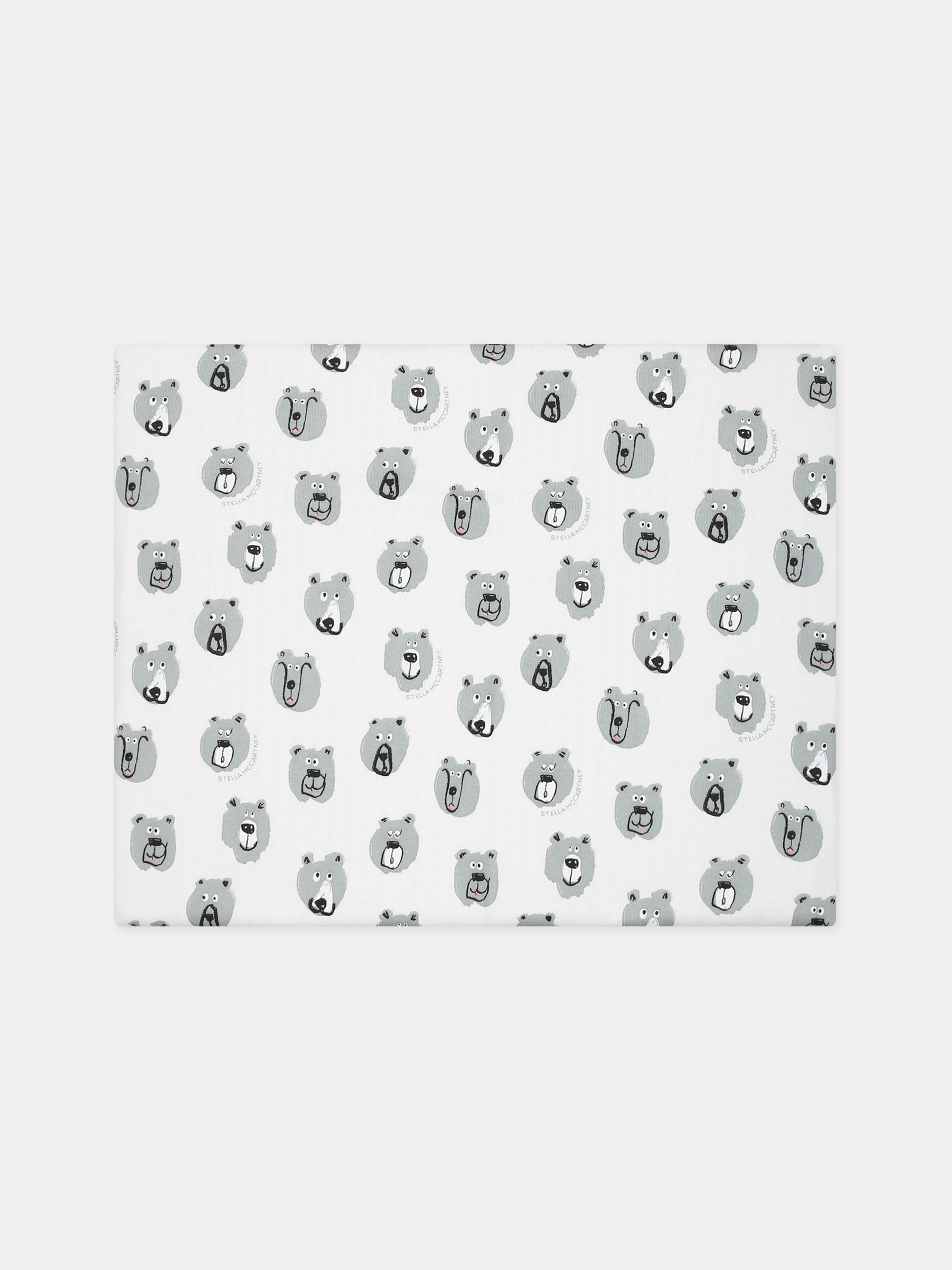 Coperta bianca per neonato con stampa e logo,Stella Mccartney Kids,TT0530 Z1486 101MC