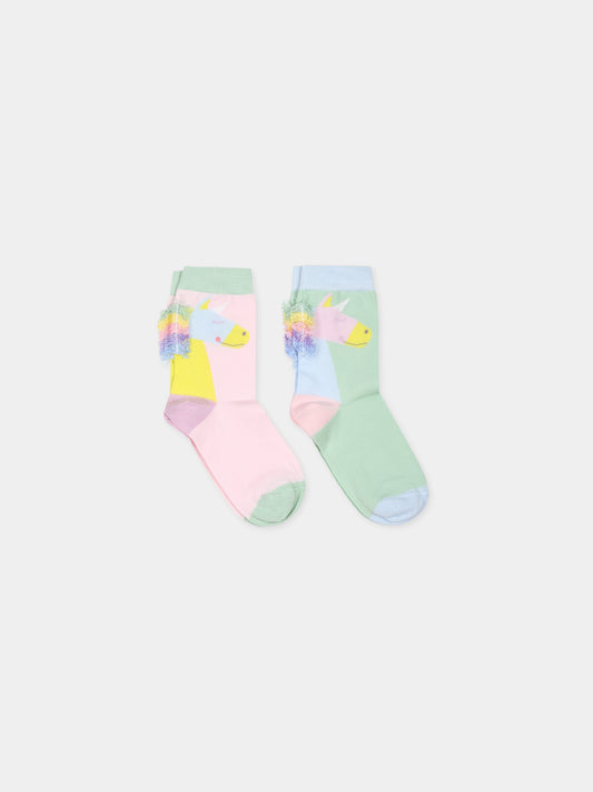 Set multicolor per bambina con unicorni,Stella Mccartney Kids,TT0A60 Z0794 999
