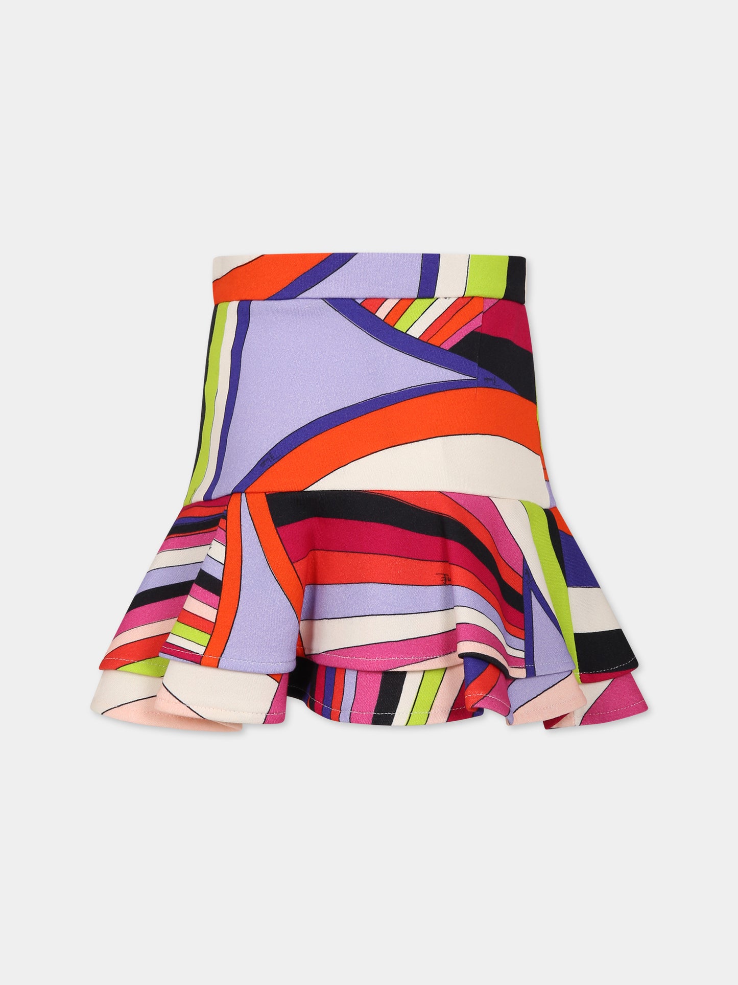 Gonna multicolor per bambina con logo e stampa,Emilio Pucci Junior,PT7A21 F0118 999NE