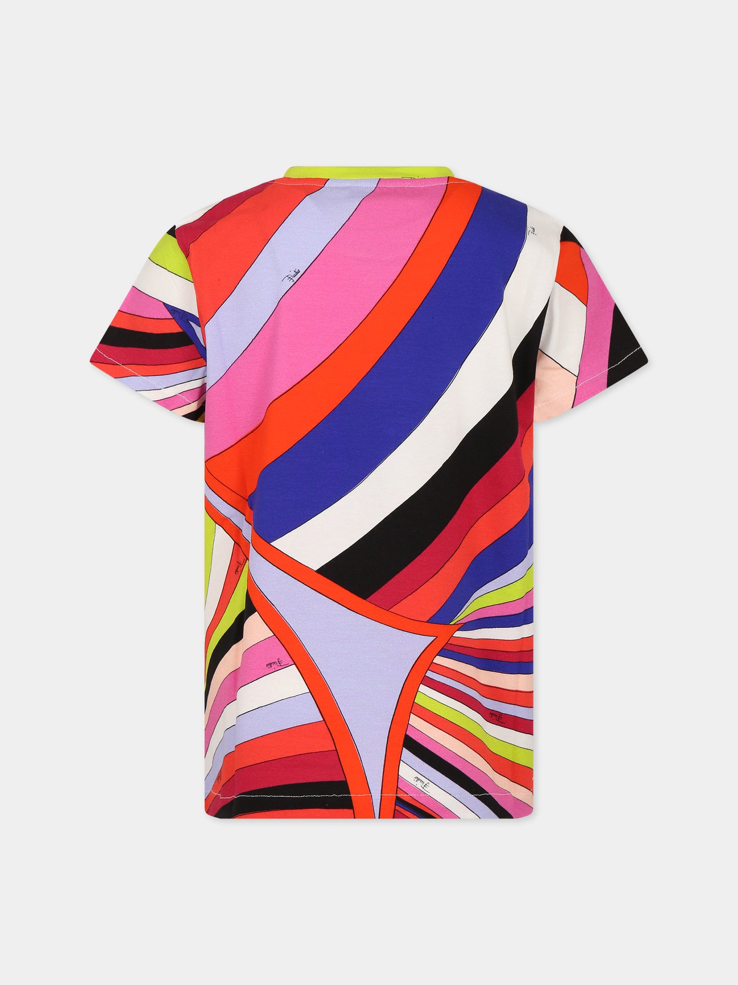 T-shirt multicolor per bambina con logo,Emilio Pucci Junior,PT8B41 J0311 999NE