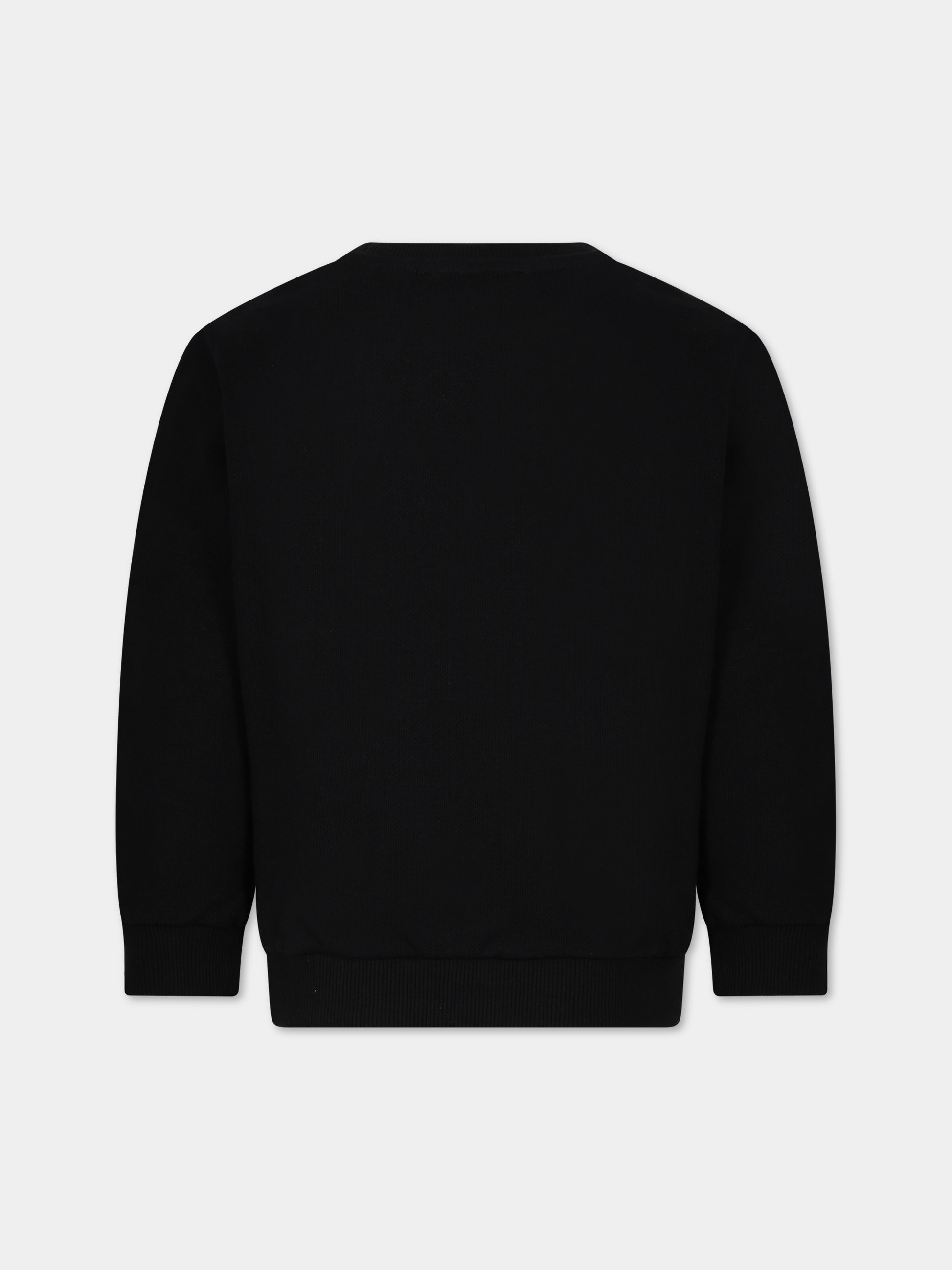 Felpa nera con iconico logo metallizzato per bambina,Balmain Kids,BT4A60 Z0001 930