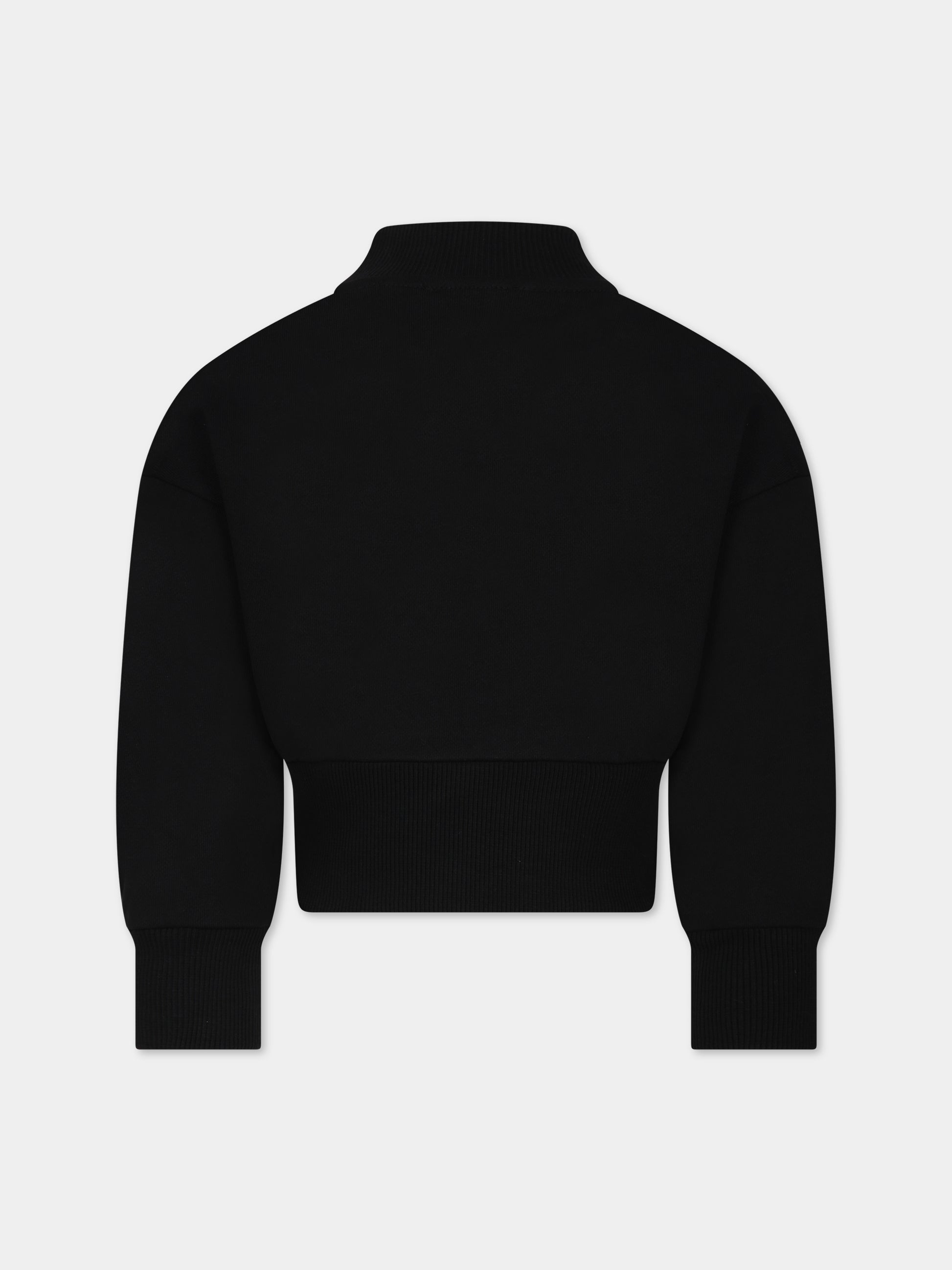 Felpa nera per bambina con logo,Balmain Kids,BT4A40 Z0081 930AV