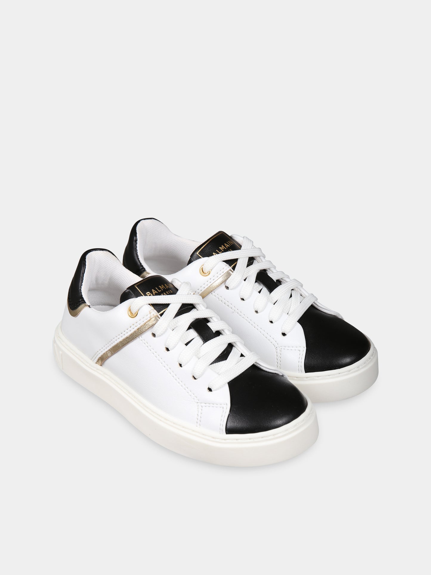 Sneakers bianche per bambini con logo,Balmain Kids,BT0Q26 Z1217 100NE