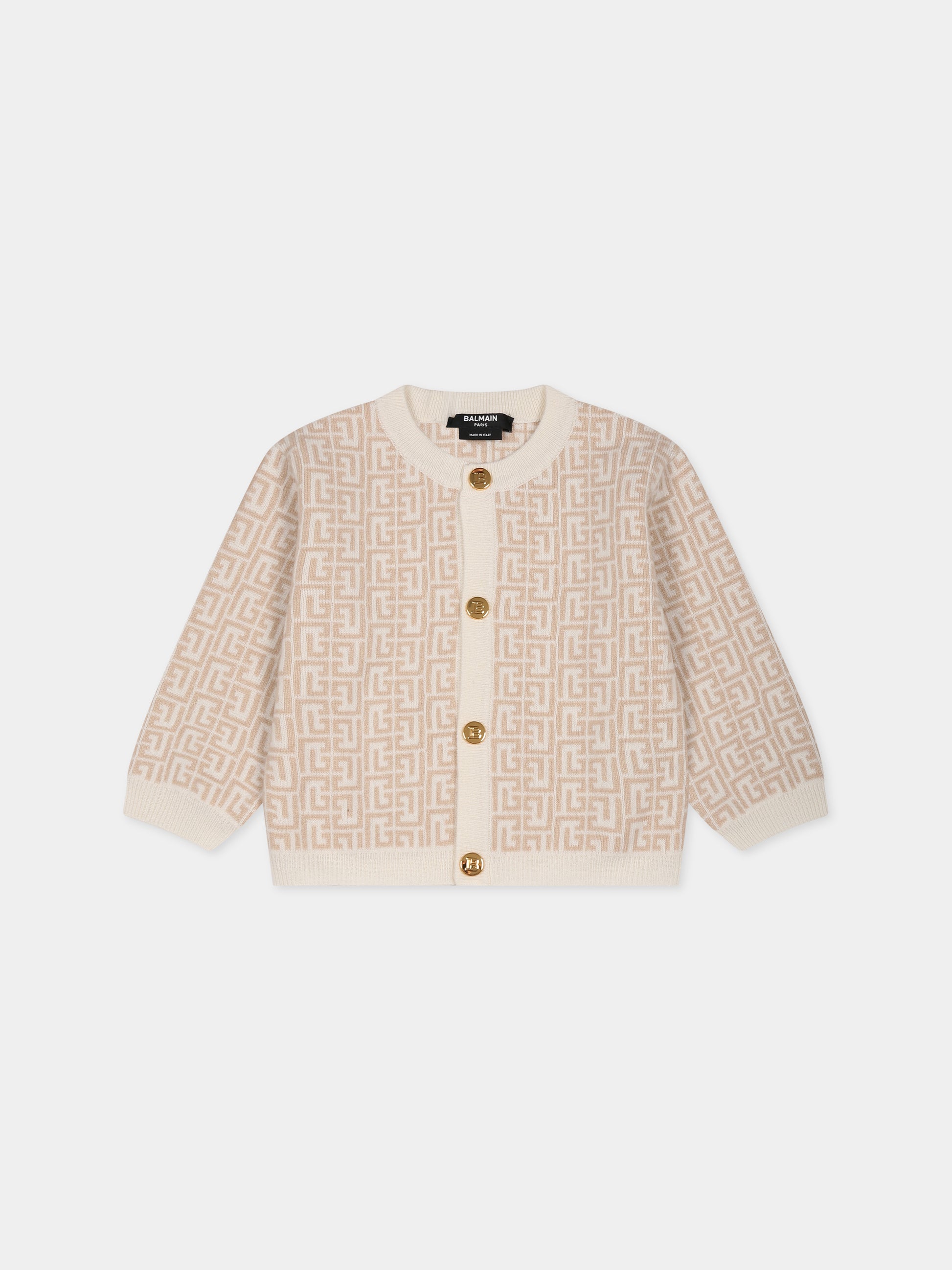 Cardigan beige per neonati,Balmain Kids,BT9010 W0113 102BG