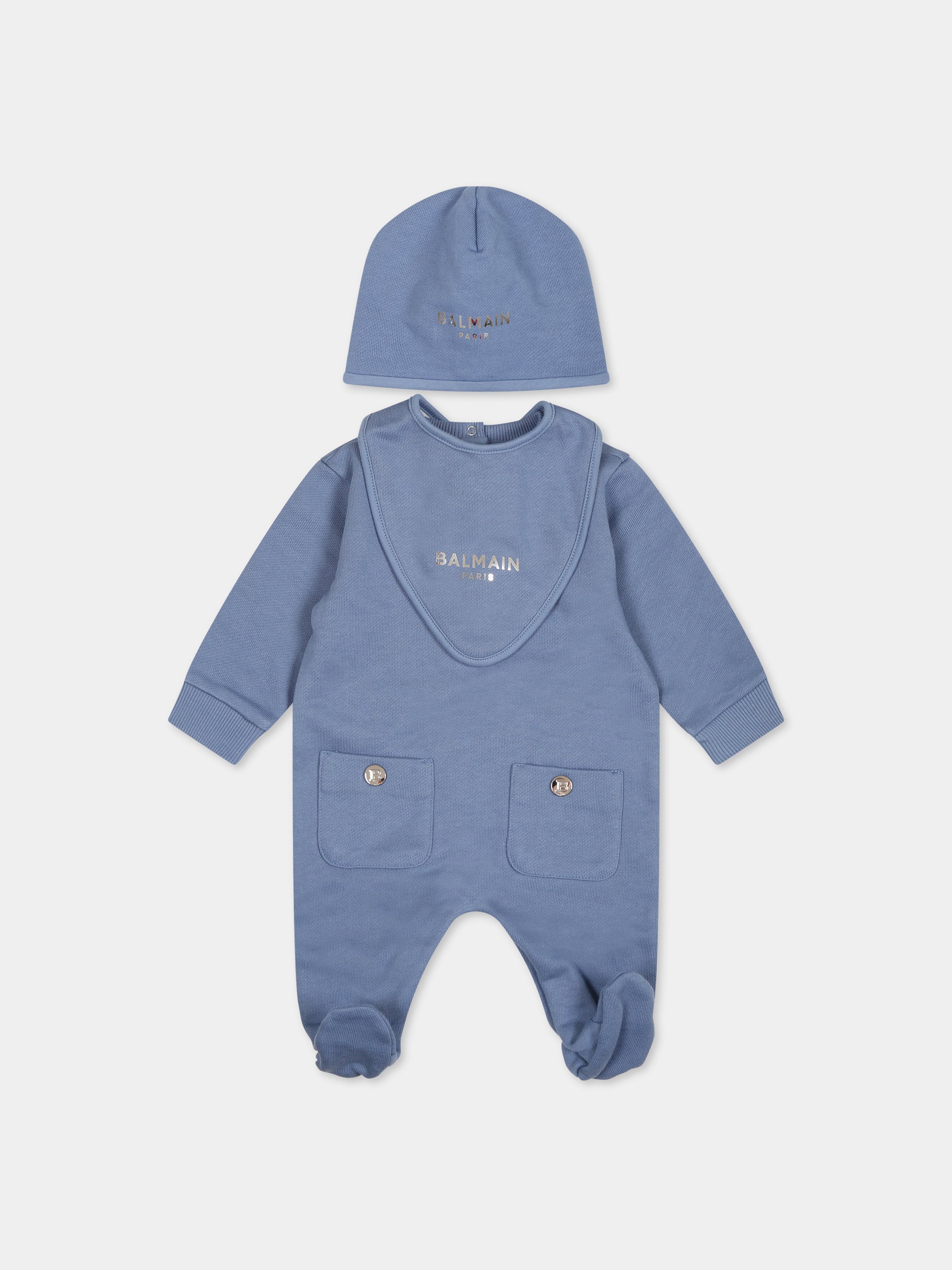 Set blu per neonato con logo,Balmain Kids,BTB510 Z0001 668AG