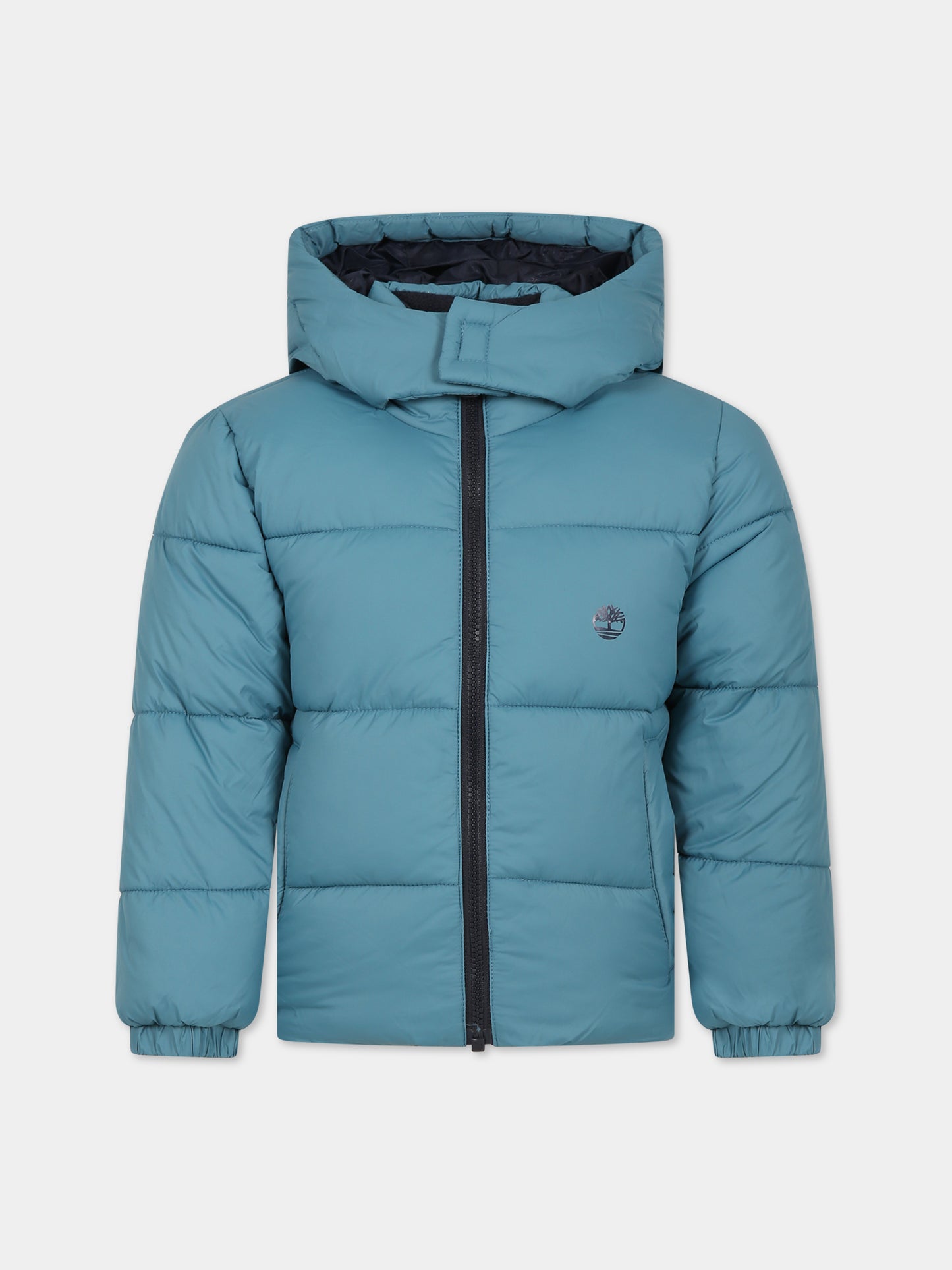 Piumino celeste per bambino con logo,Timberland,T26593 875