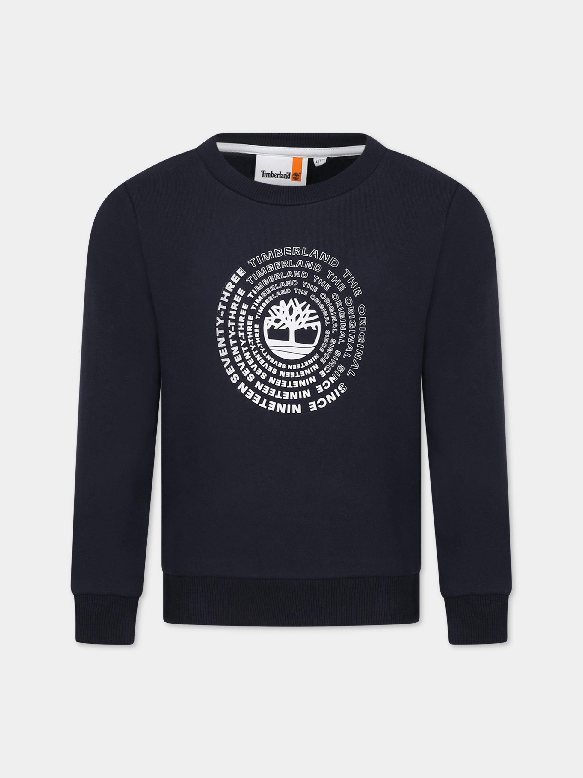 Felpa blu per bambino con logo,Timberland,T25U55 857