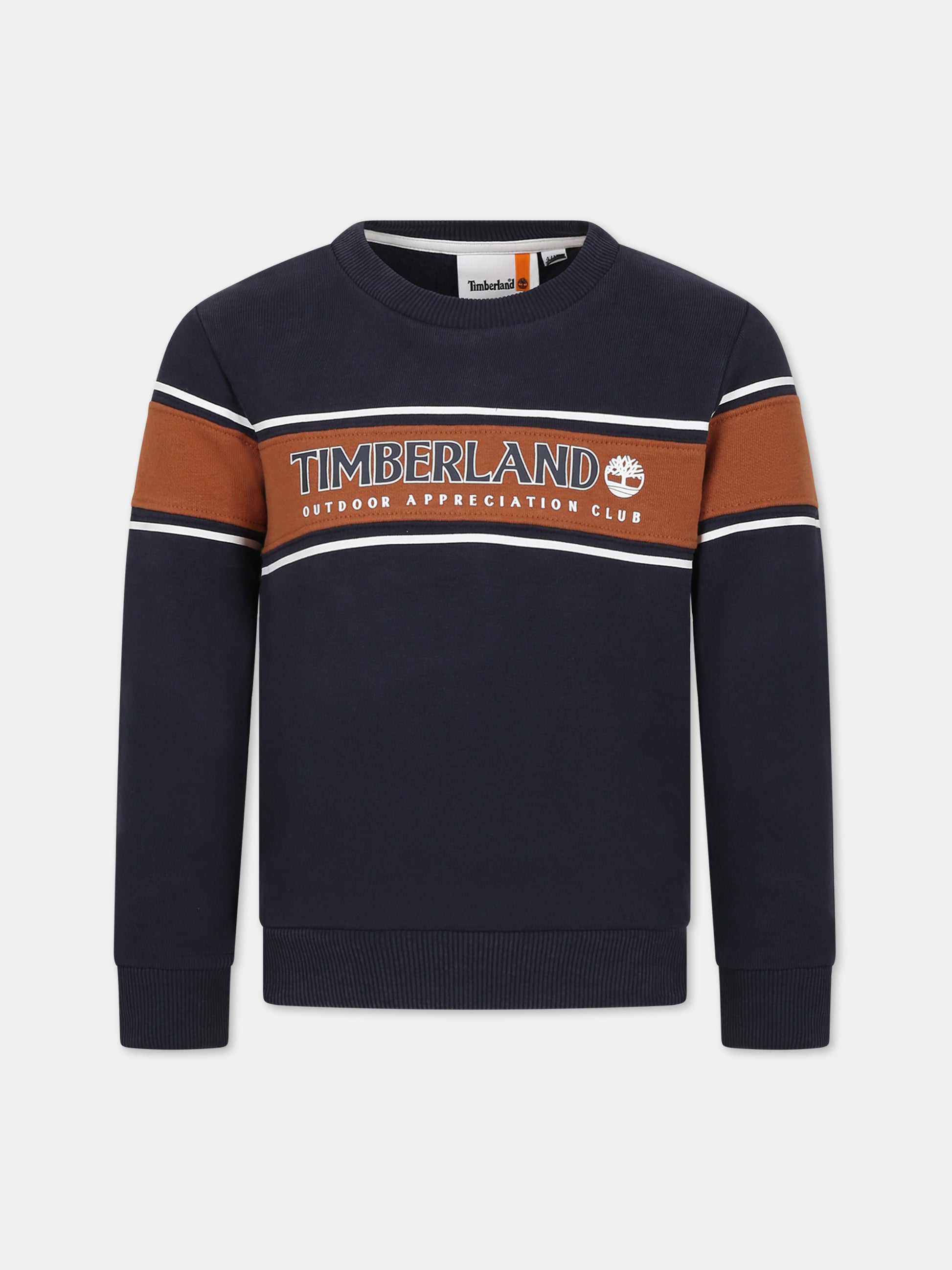 Felpa blu per bambino con logo,Timberland,T25U57 857