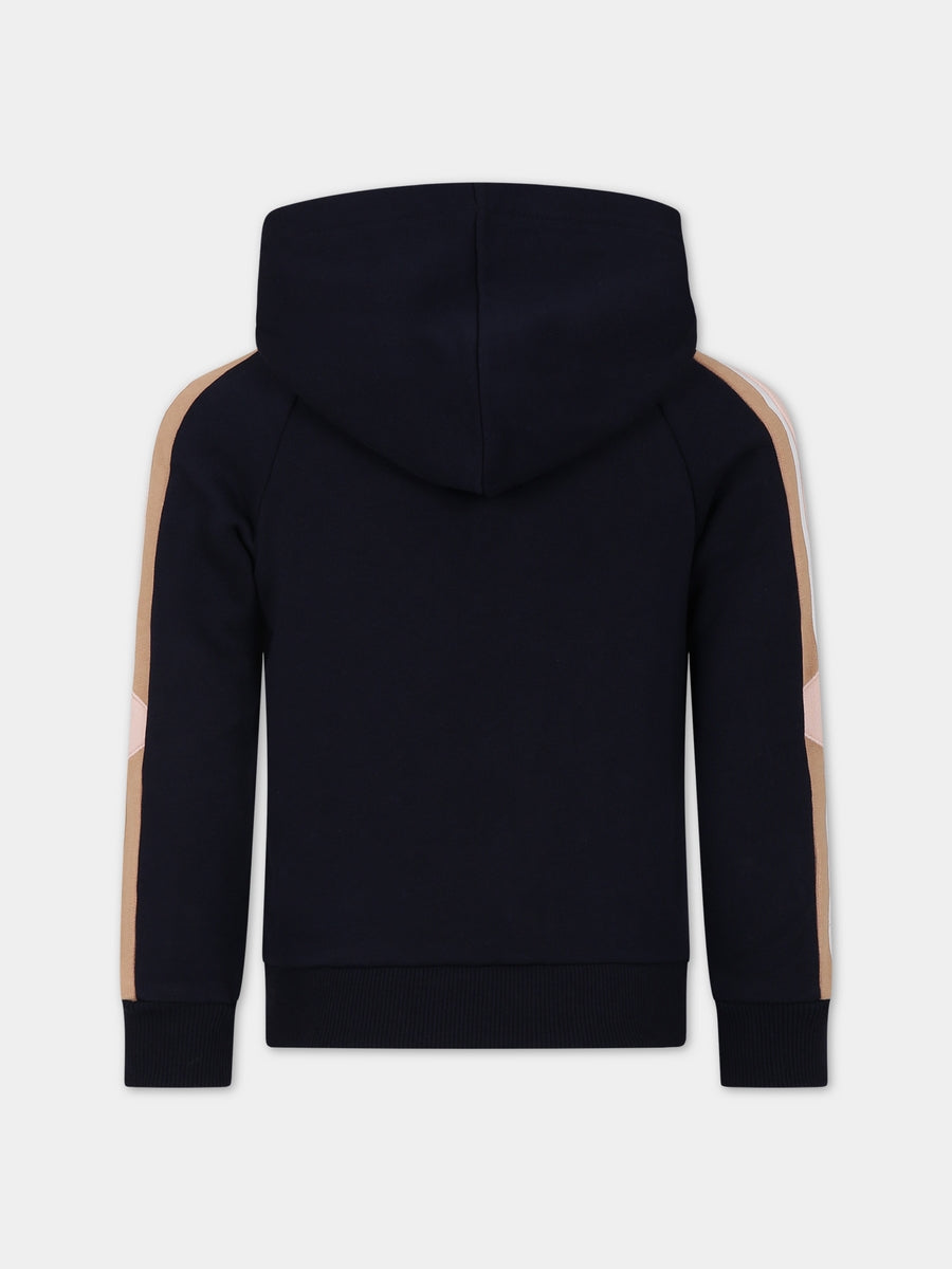 Felpa blu per bambina con logo,Chloé Kids,C15E13 859