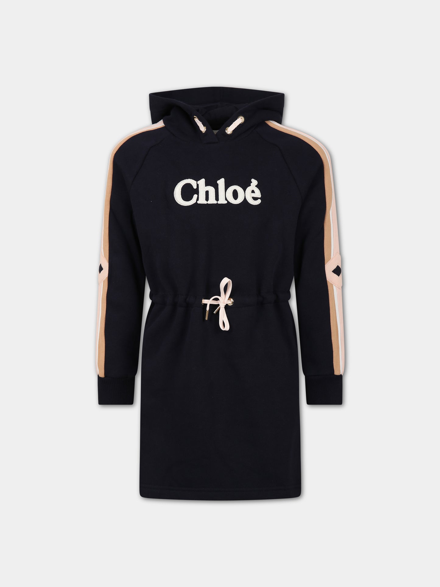 Vestito casual blu per bambina con logo,Chloé Kids,C12941 859