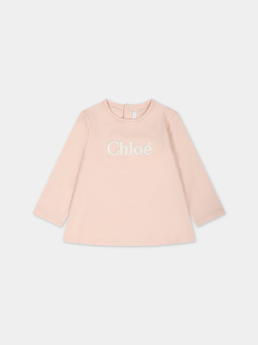 T-shirt rosa per neonata con logo,Chloé Kids,C05450 45K