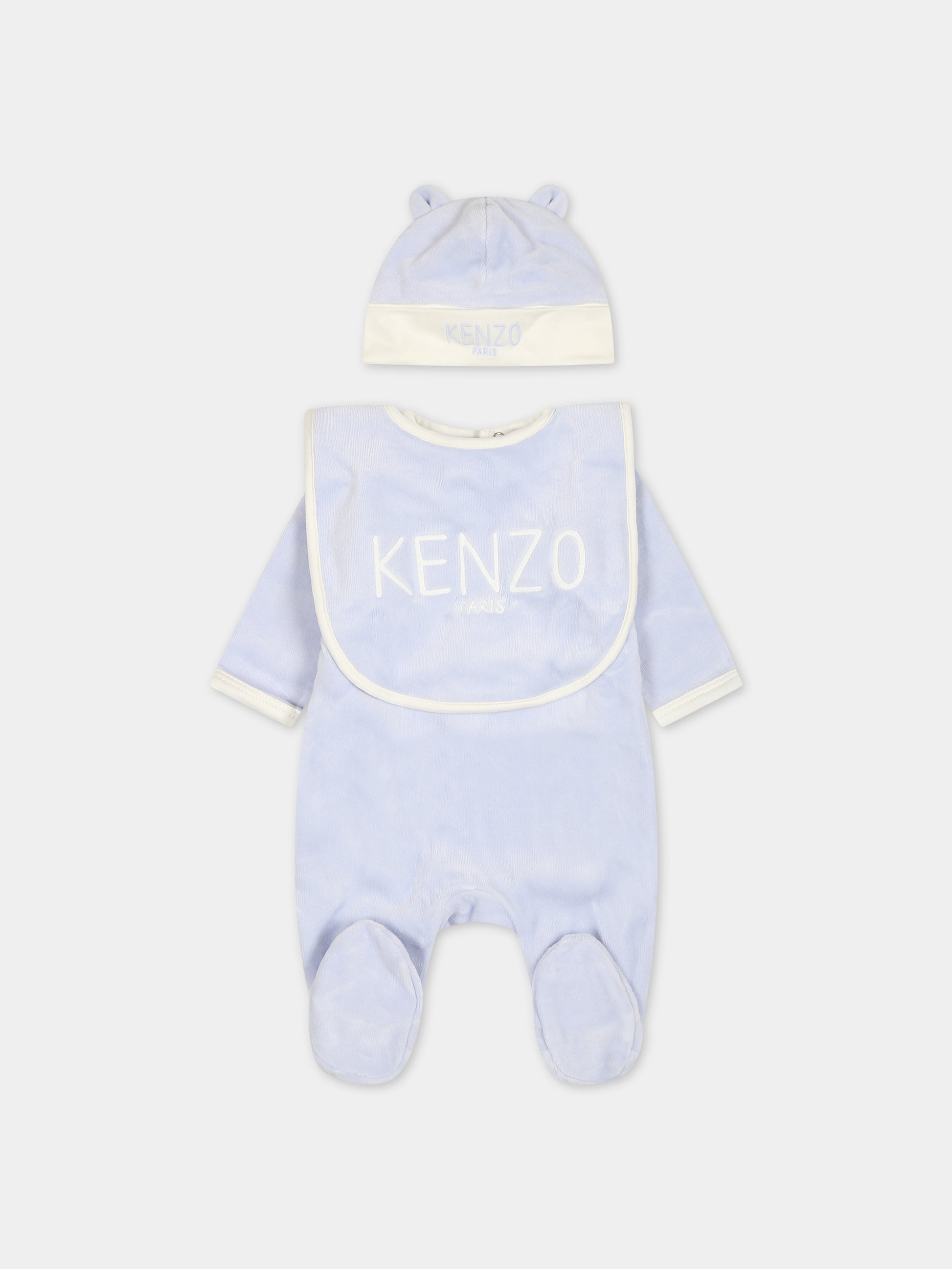 Set celeste per neonato con logo,Kenzo Kids,K98143 771