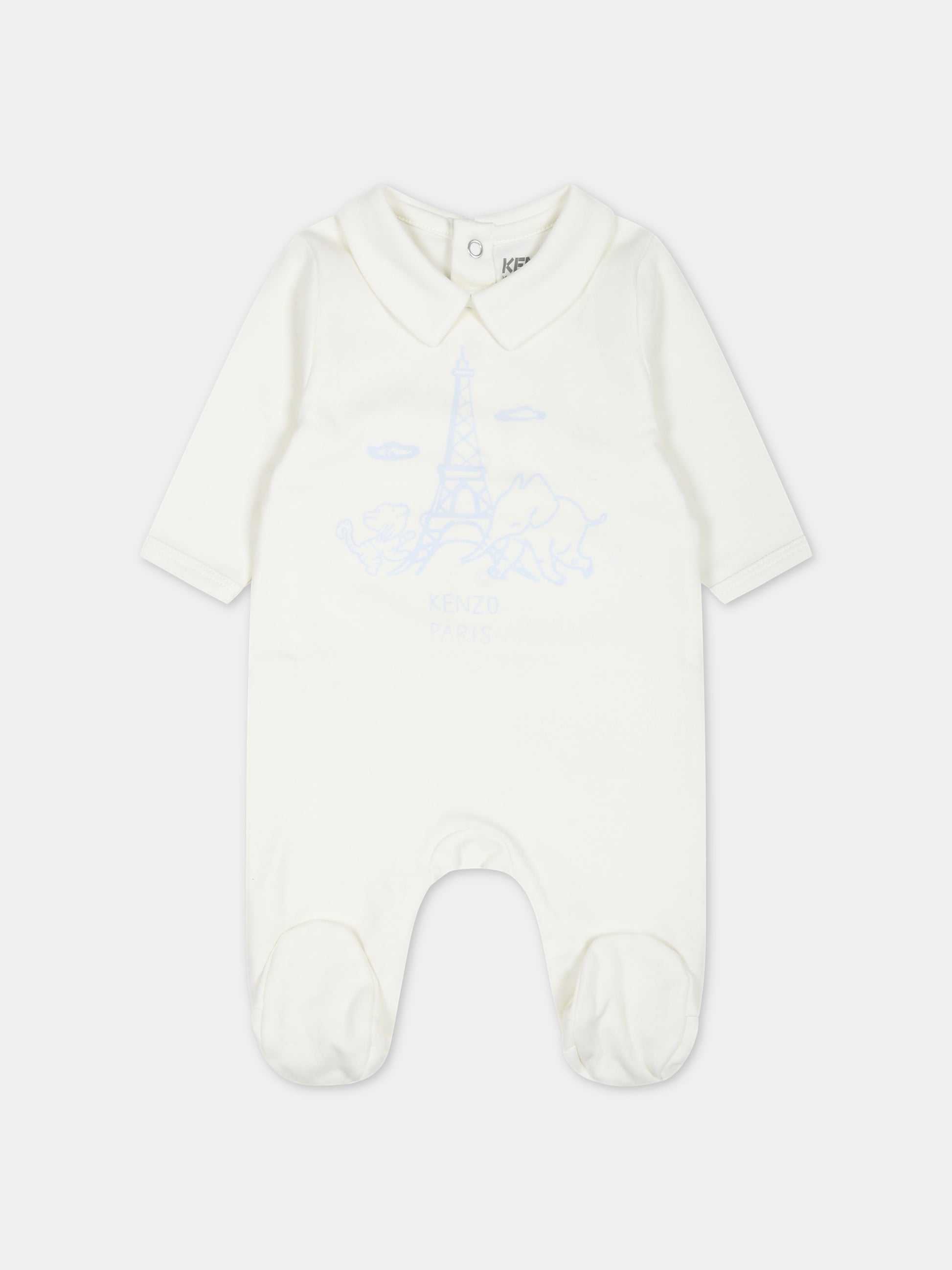 Set celeste per neonato con stampa e logo,Kenzo Kids,K98144 771