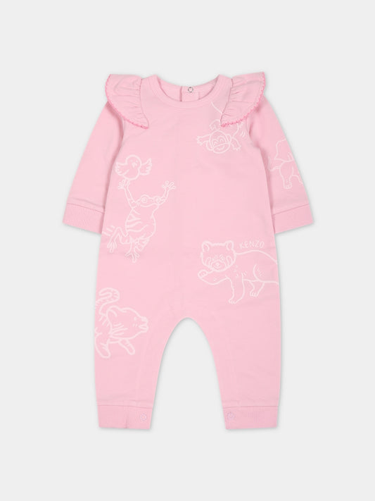 Tutina rosa per neonata con stampa,Kenzo Kids,K94106 456