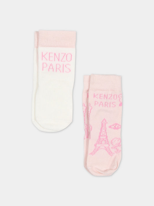 Set rosa per neonata con logo,Kenzo Kids,K90099 470