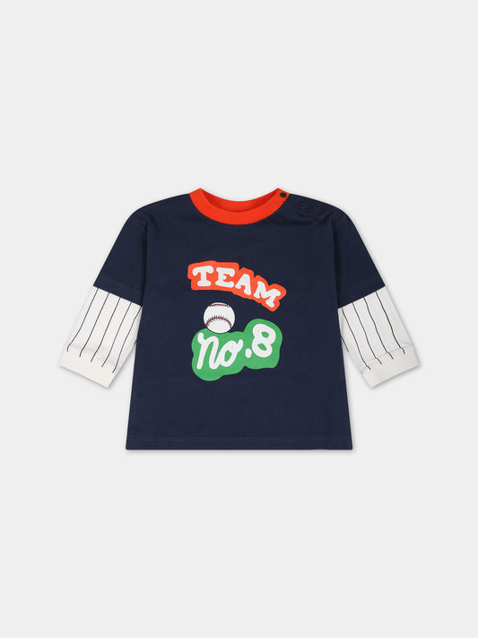 T-shirt blu per neonato con stampa,Kenzo Kids,K05530 84A