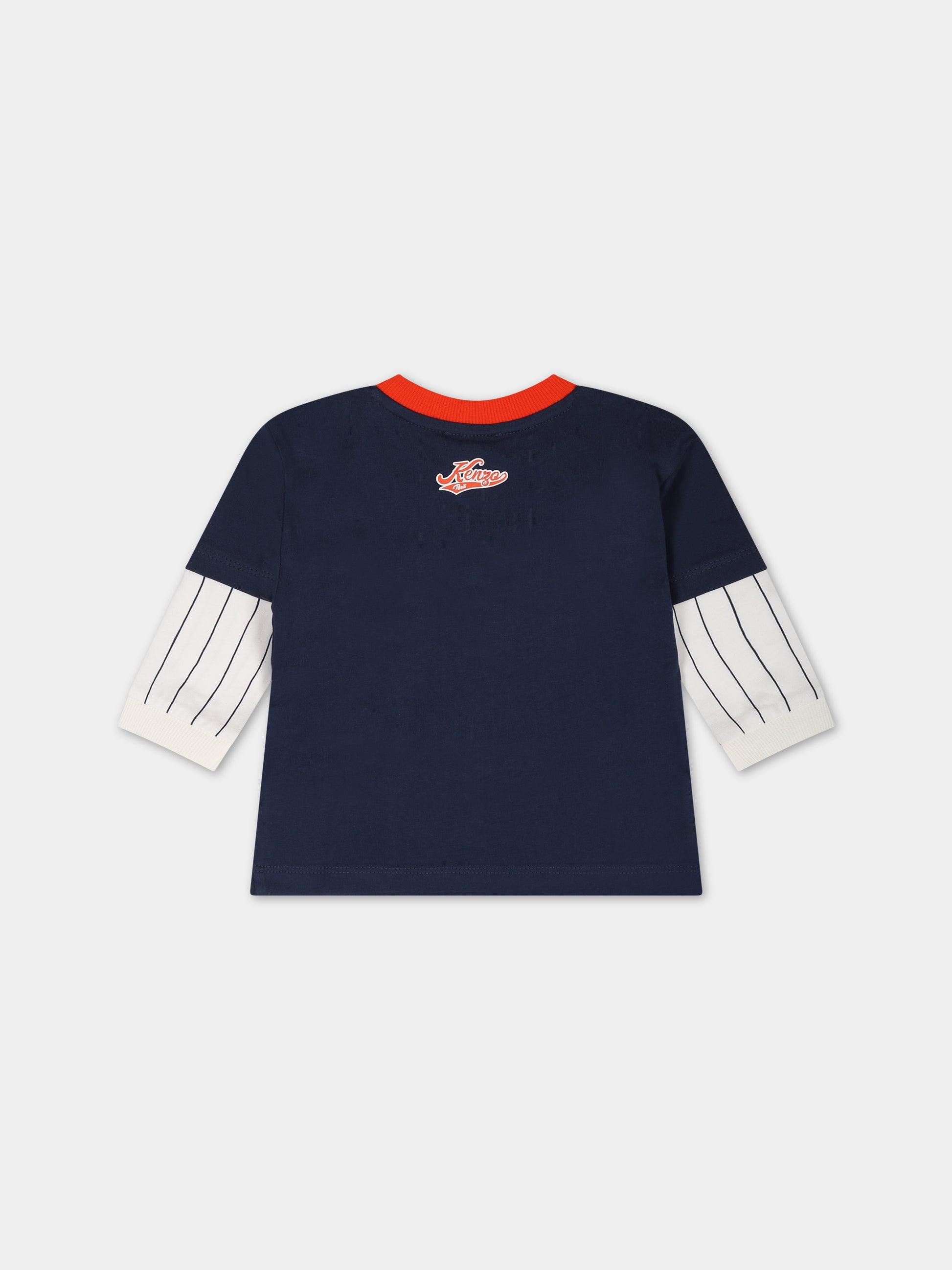 T-shirt blu per neonato con stampa,Kenzo Kids,K05530 84A