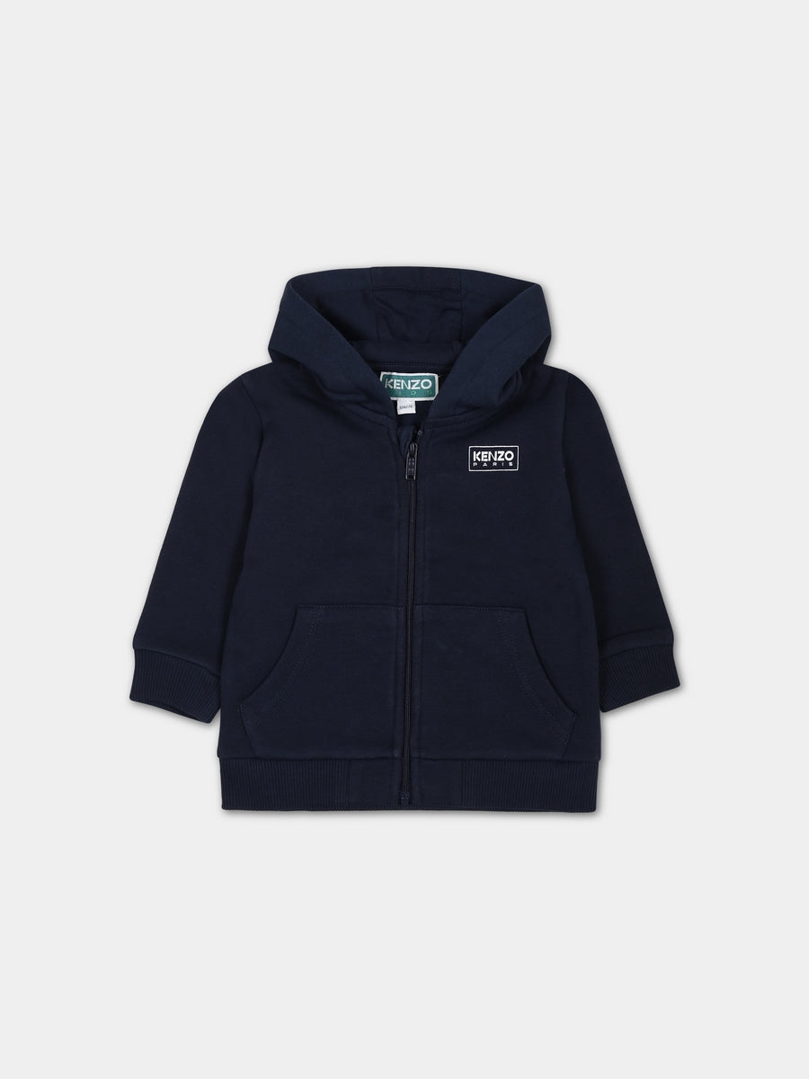 Felpa blu per neonato con logo,Kenzo Kids,K05495 84A