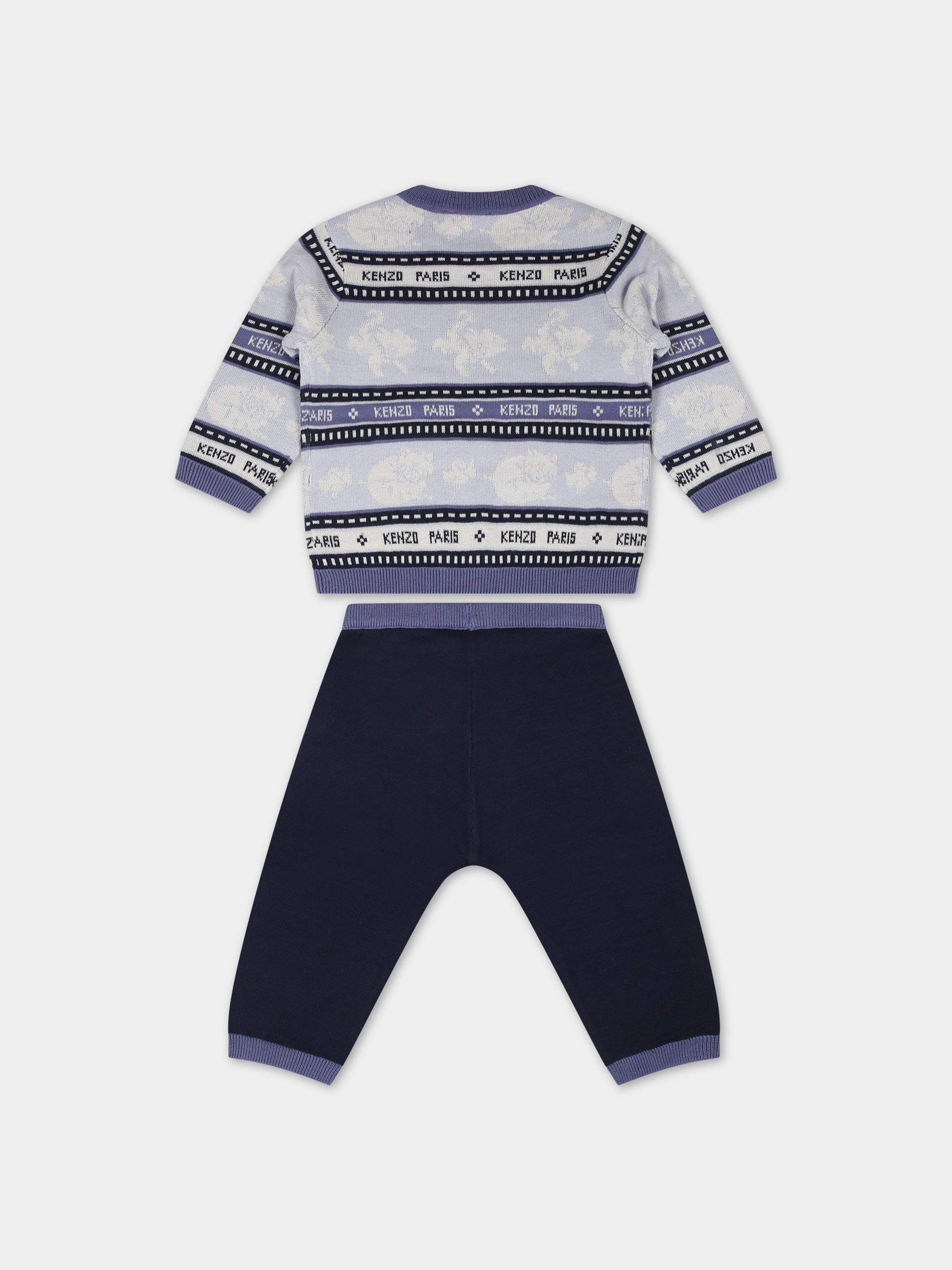 Completo blu per neonato con logo e animali,Kenzo Kids,K98135 771