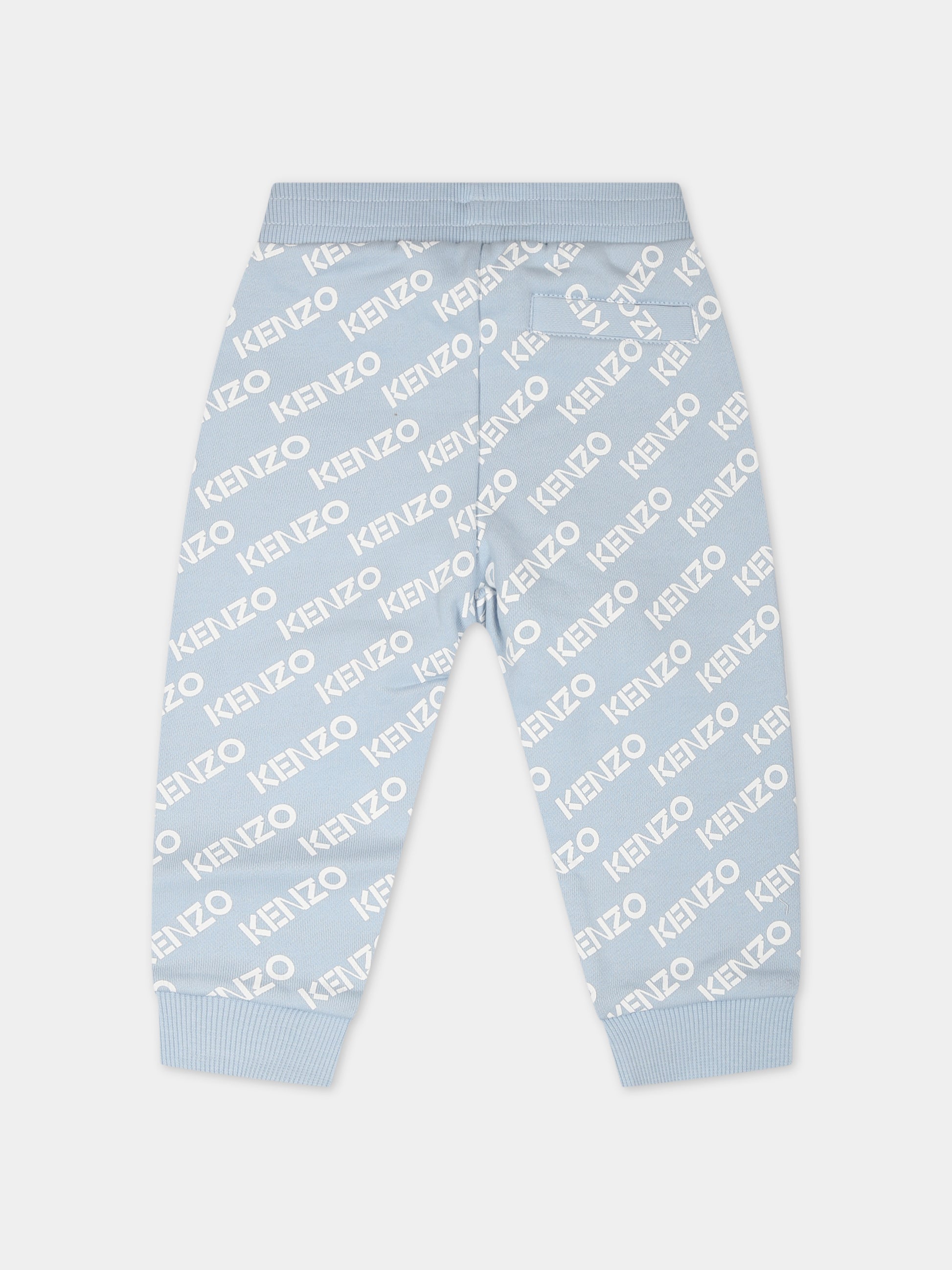 Pantaloni celesti per neonato con logo,Kenzo Kids,K04236 794