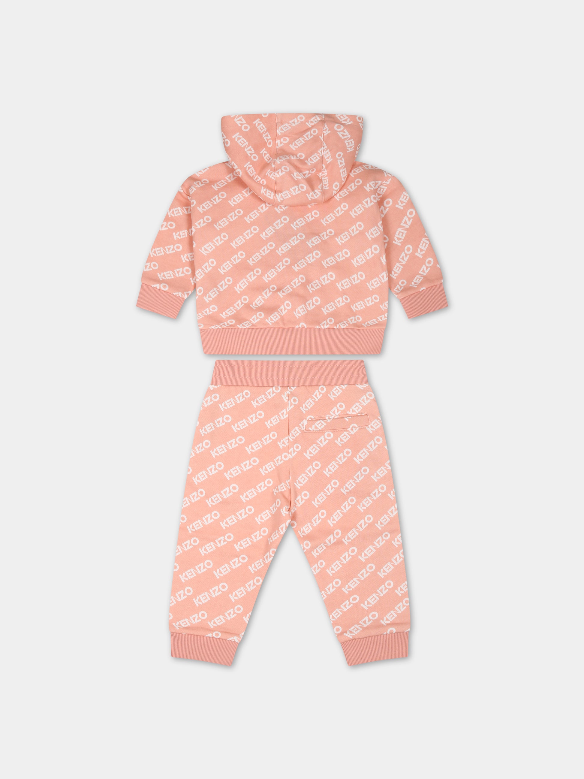 Completo rosa per neonata con logo,Kenzo Kids,K08063 43G
