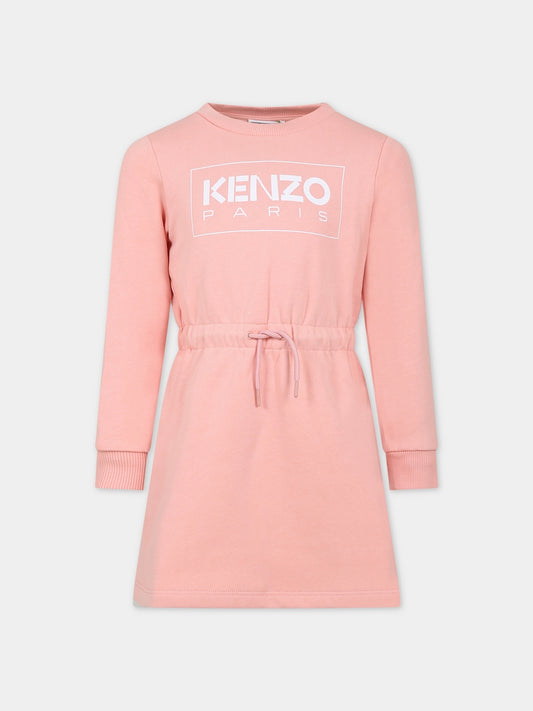Vestito rosa per bambina con logo,Kenzo Kids,K12330 43G