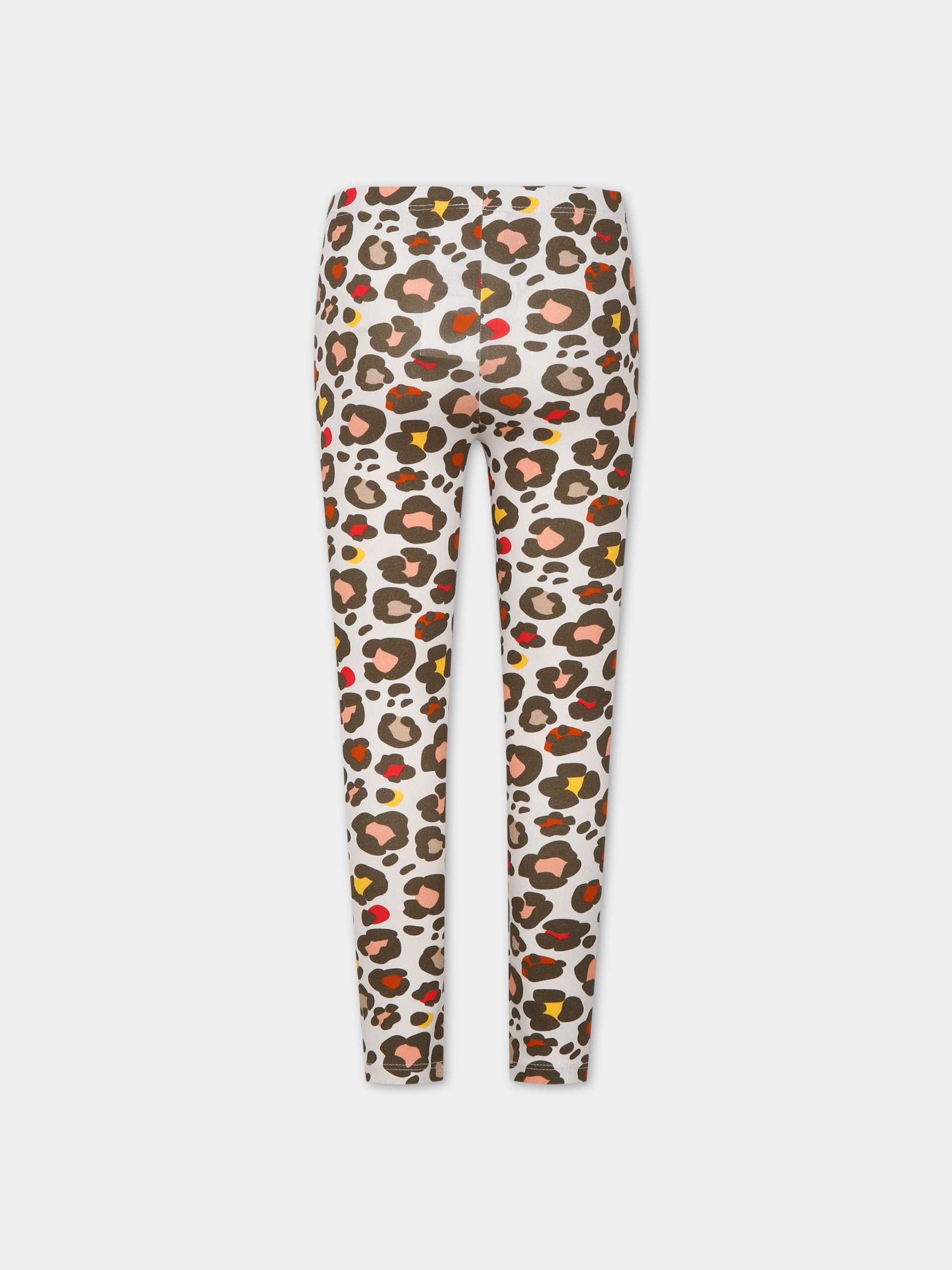 Leggings bianchi per bambina con stampa e logo,Kenzo Kids,K14266 261