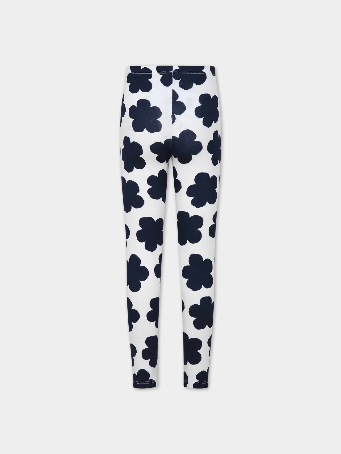 Leggings avorio per bambina con logo e fiori,Kenzo Kids,K14269 12P