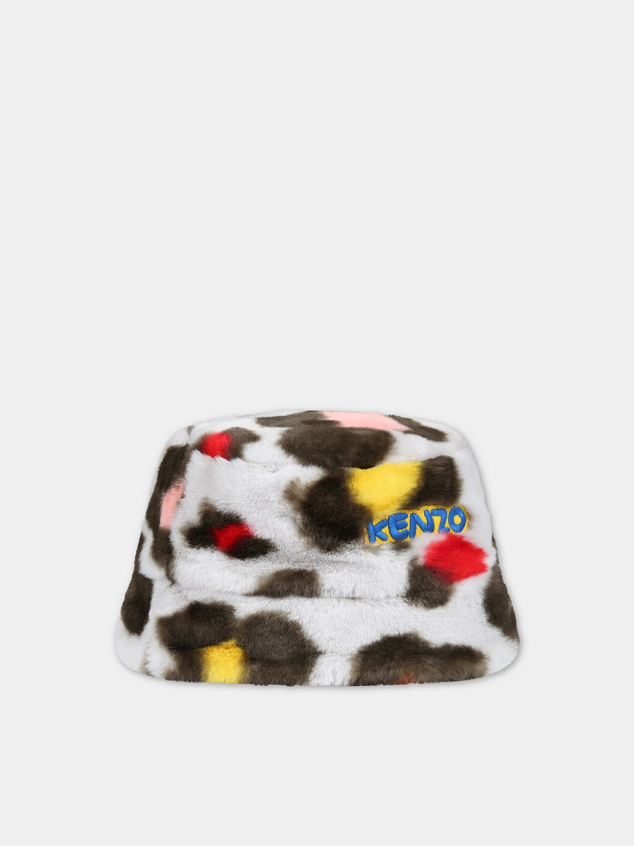 Cloche bianca per bambina con logo,Kenzo Kids,K11036 261