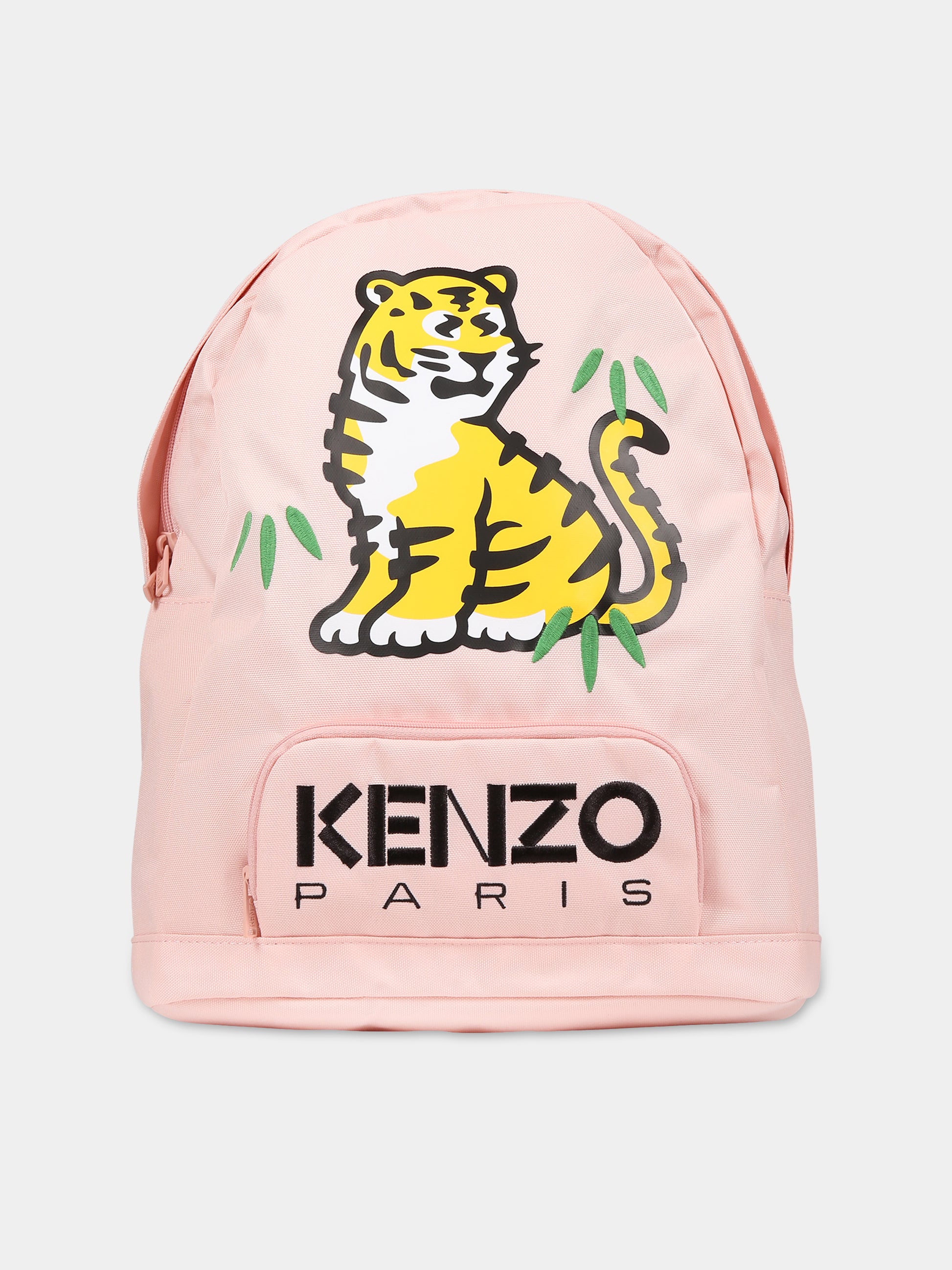 Zaino rosa per bambina con tigre e logo,Kenzo Kids,K50041 43G