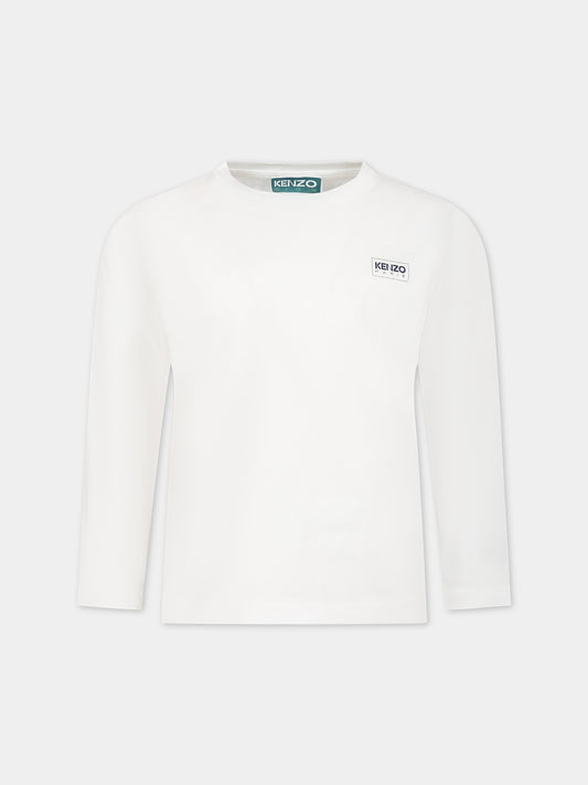 T-shirt bianca per bambini con logo,Kenzo Kids,K55009 12P