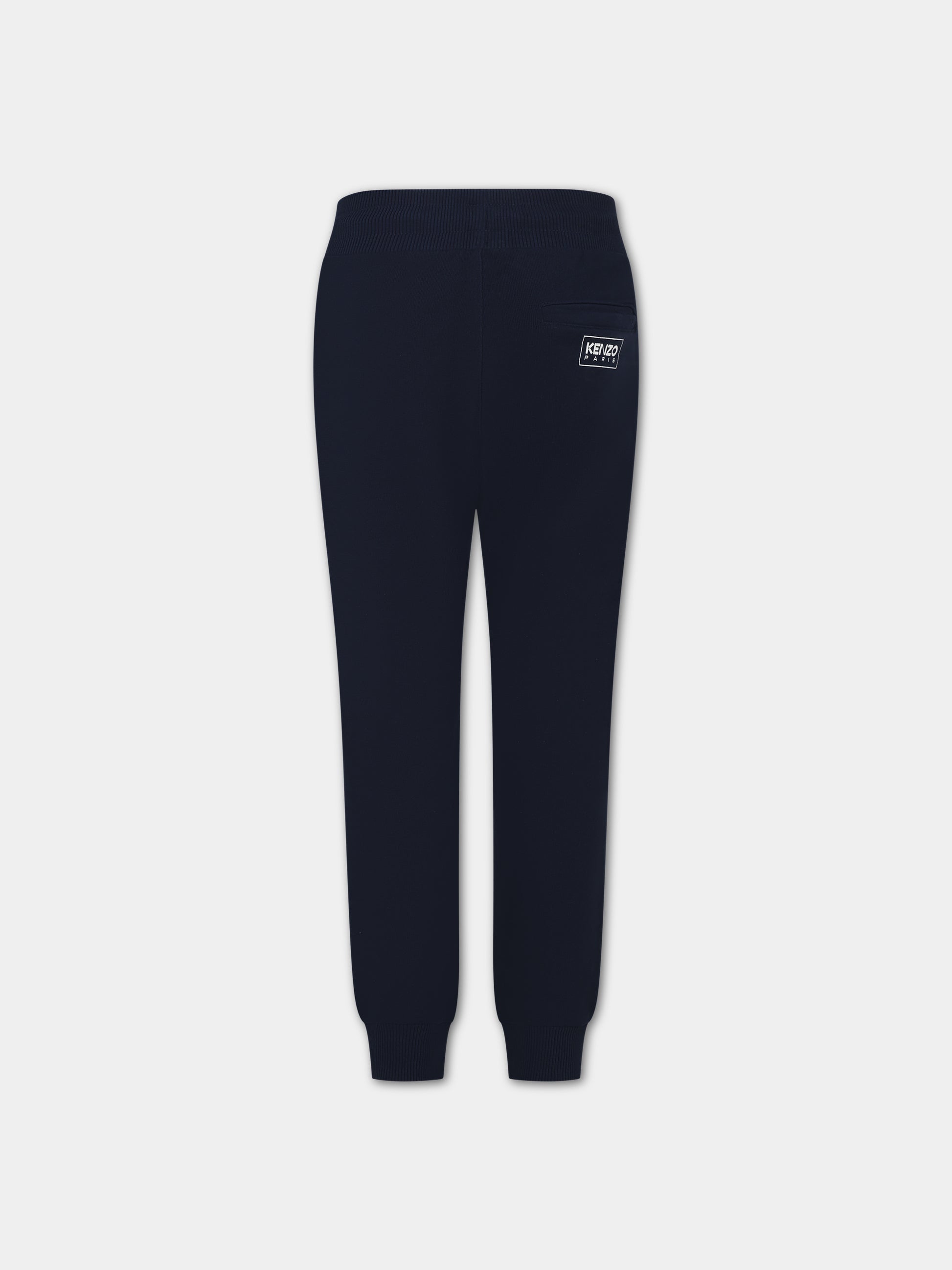Pantaloni blu per bambino con logo,Kenzo Kids,K24343 84A