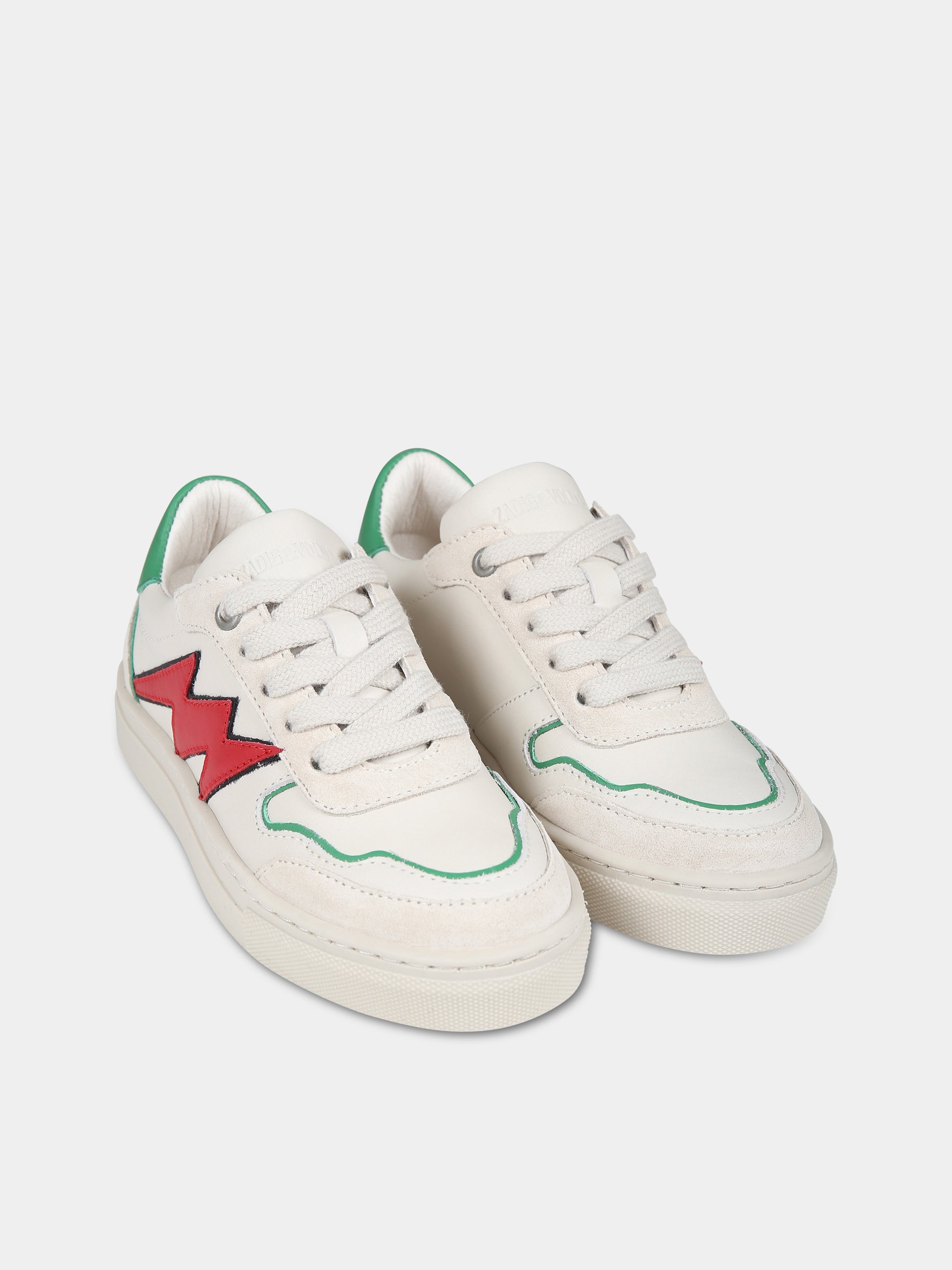 Sneakers avorio per bambini con logo,Zadig & Voltaire Kids,X29027 140