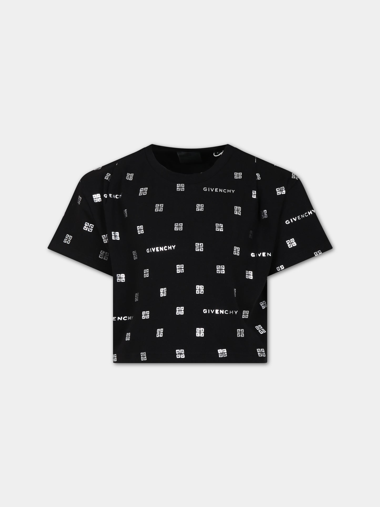 T-shirt nera per bambina con logo,Givenchy Kids,H15344 09B