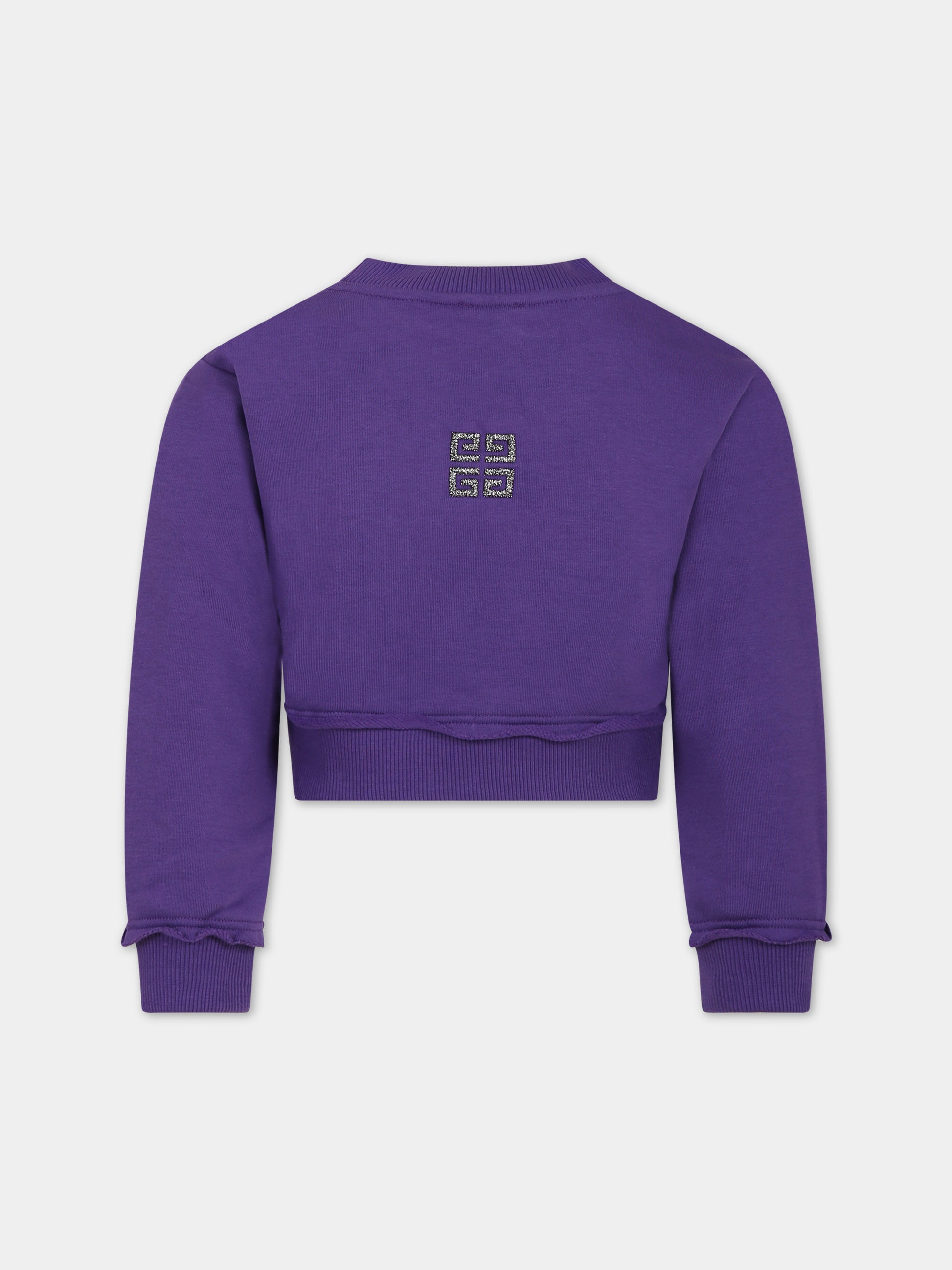 Felpa viola per bambina con logo,Givenchy Kids,H15346 91C