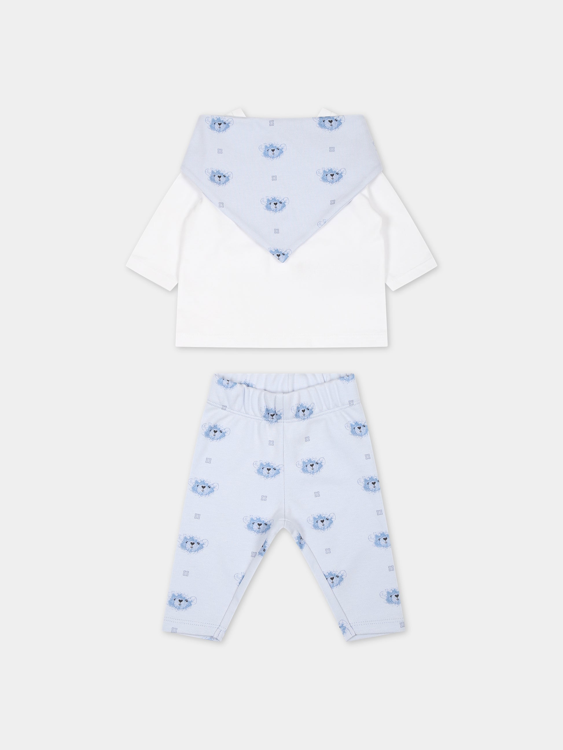 Completo celeste per neonato con logo,Givenchy Kids,H98178 771