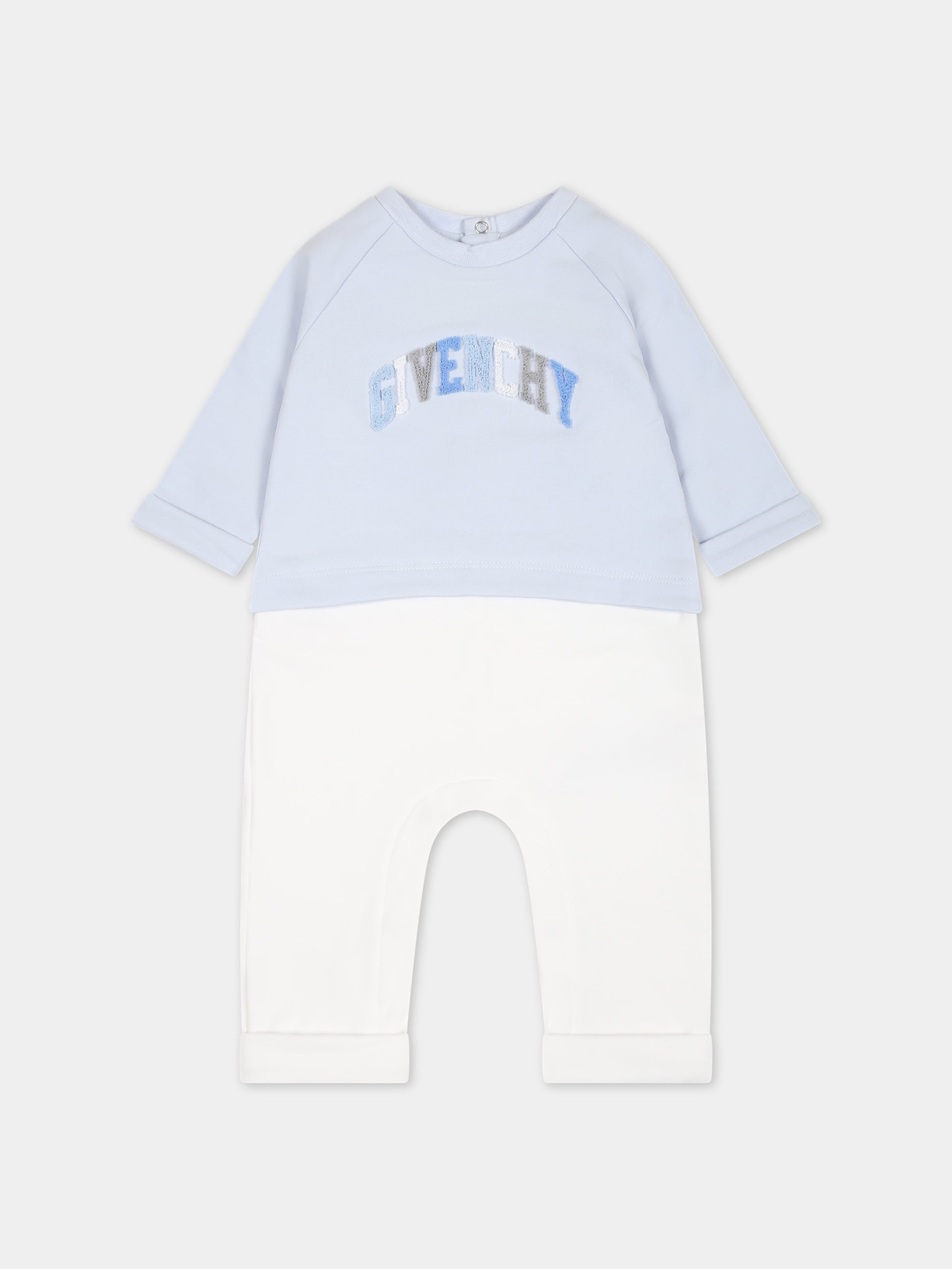 Tutina celeste per neonato con logo,Givenchy Kids,H94080 771