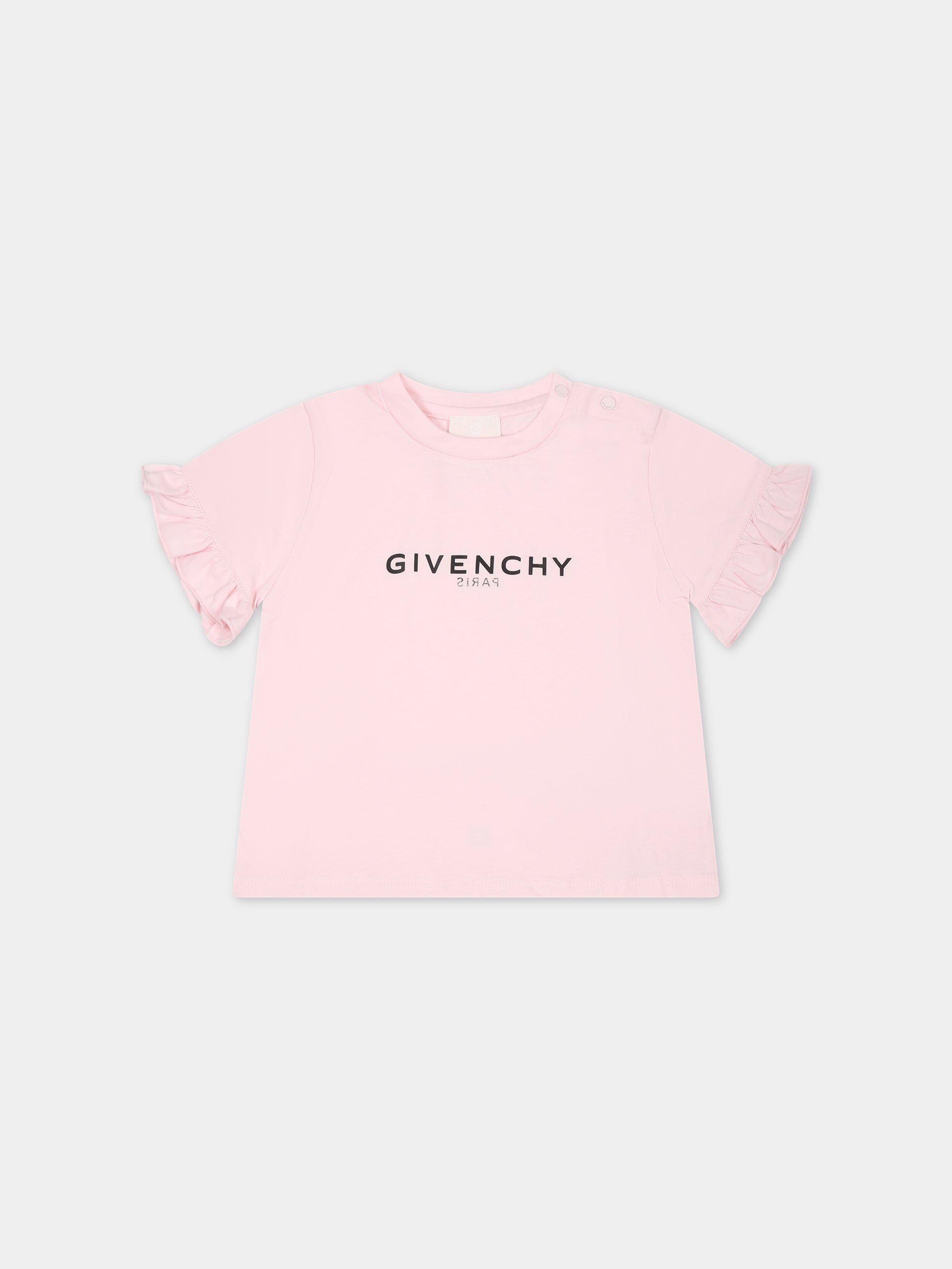 T-shirt rosa per neonata con logo,Givenchy Kids,H05282 44Z